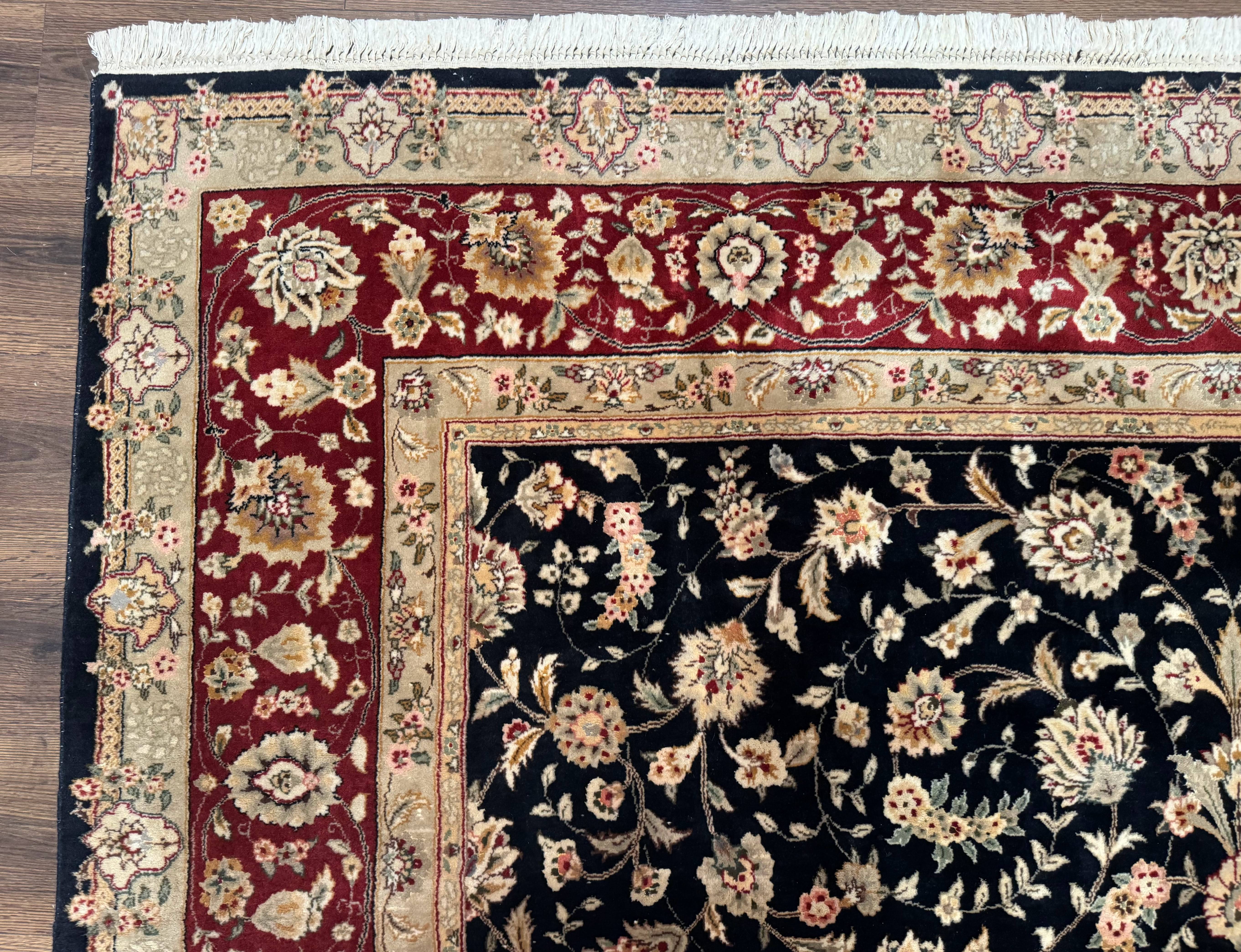 Sino Persian Rug 8x10, Black and Red, Floral Allover - Jewel Rugs