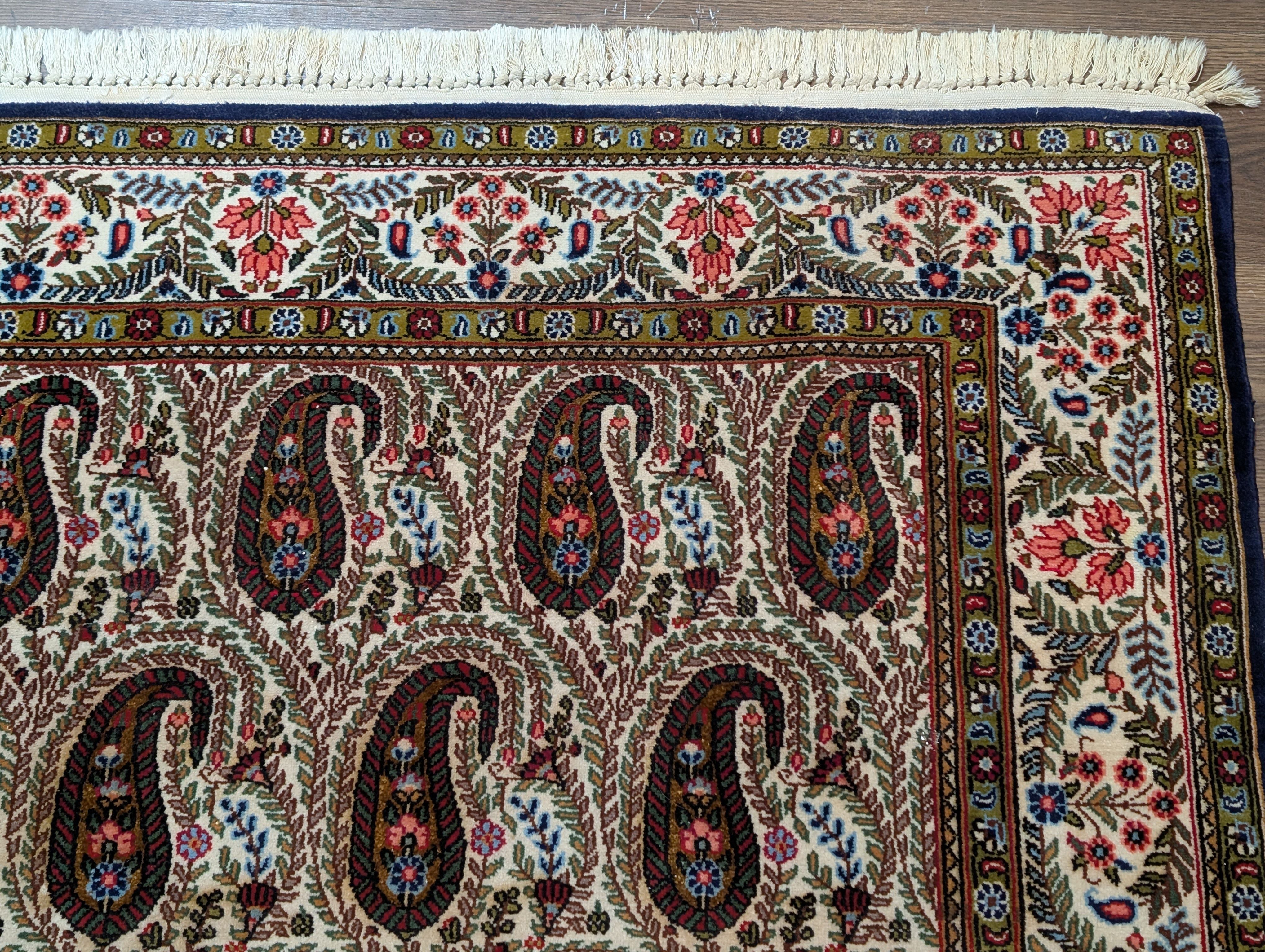 Persian Qum Rug 5x7, Paisley Boteh Design, Hand Knotted Fine 210 KPSI - Jewel Rugs