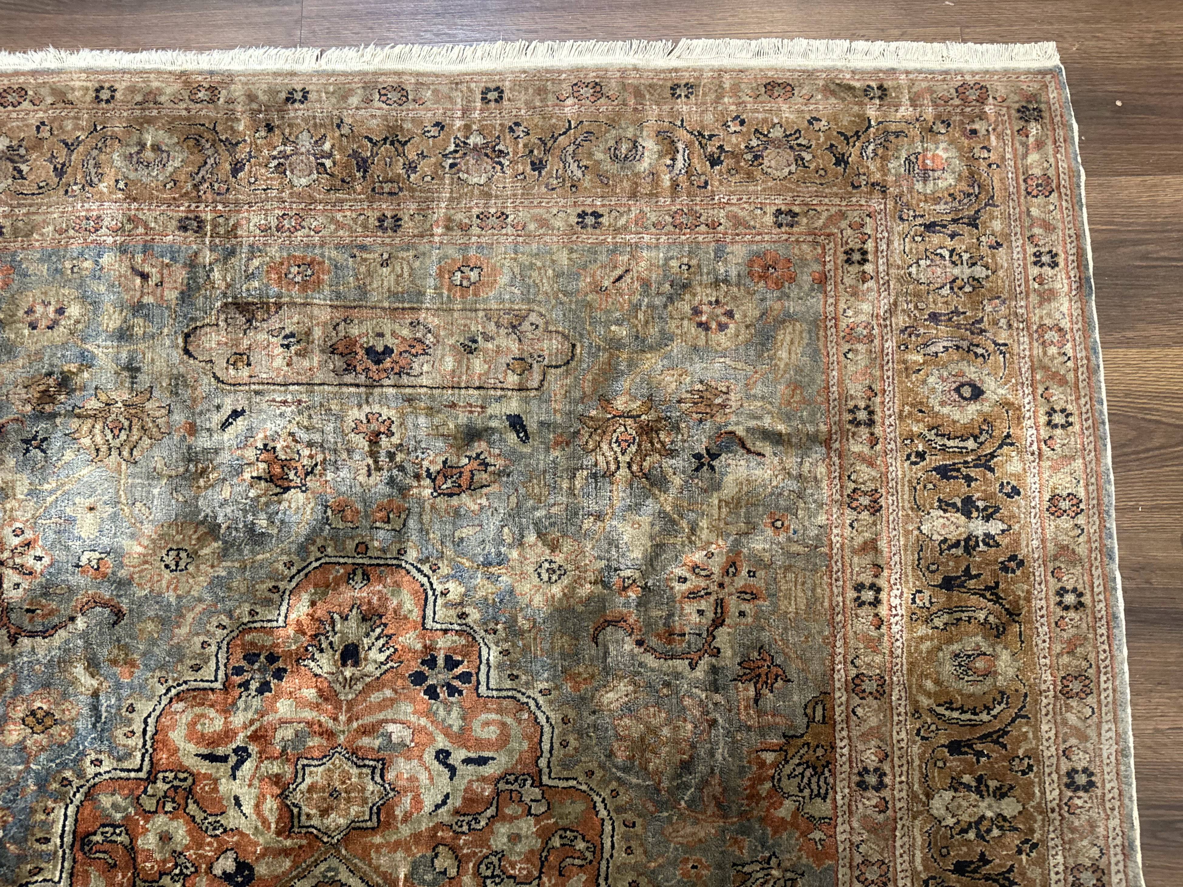 Silk Turkish Kayseri Rug 5x7, Light Blue - Jewel Rugs