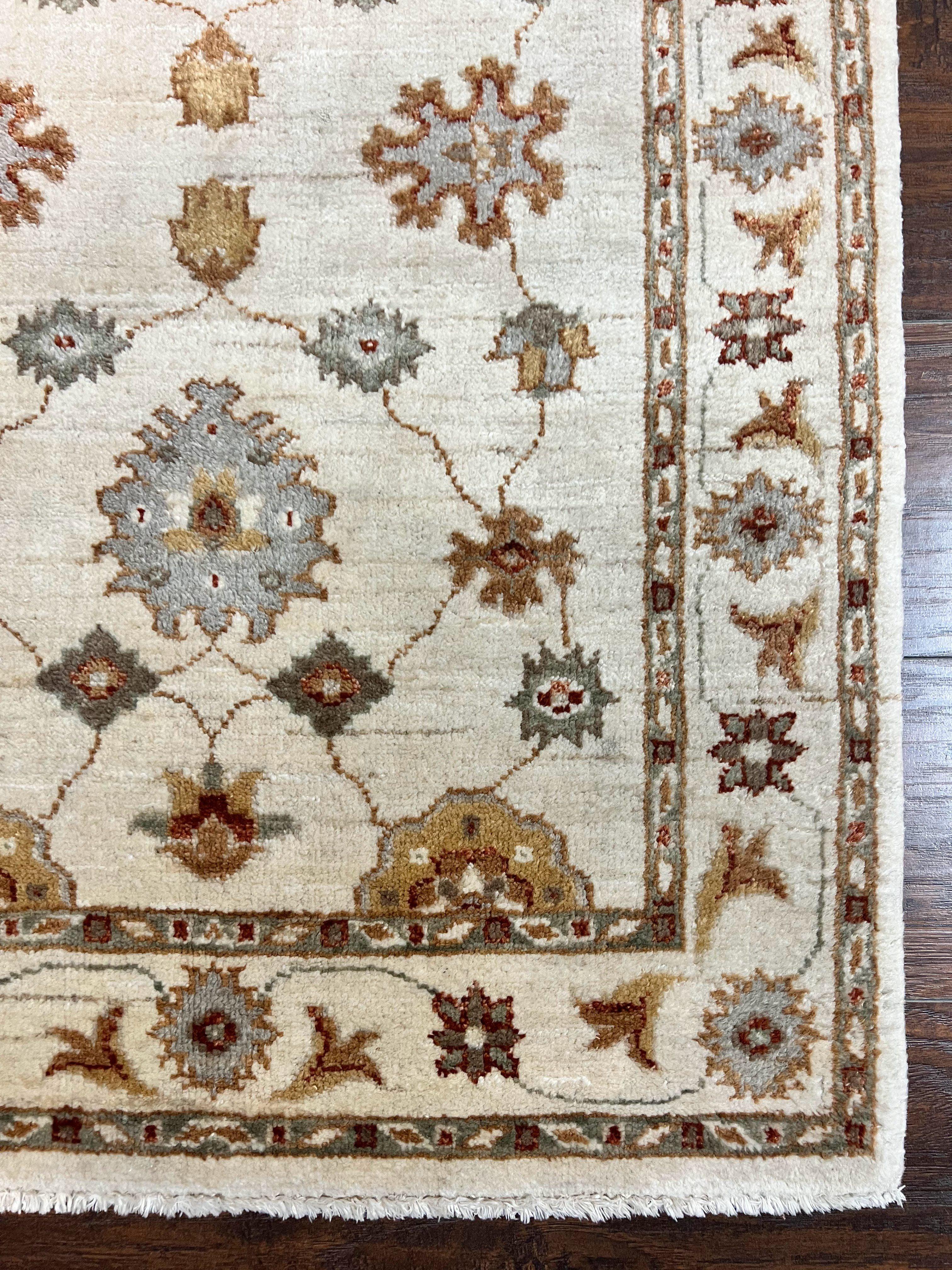 Peshawar Runner 2.7 x 10, Beige Floral Hand Knotted Vintage Wool Oriental Runner, Hallway Rug, Farmhouse Rug, Neutral Colors - Jewel Rugs