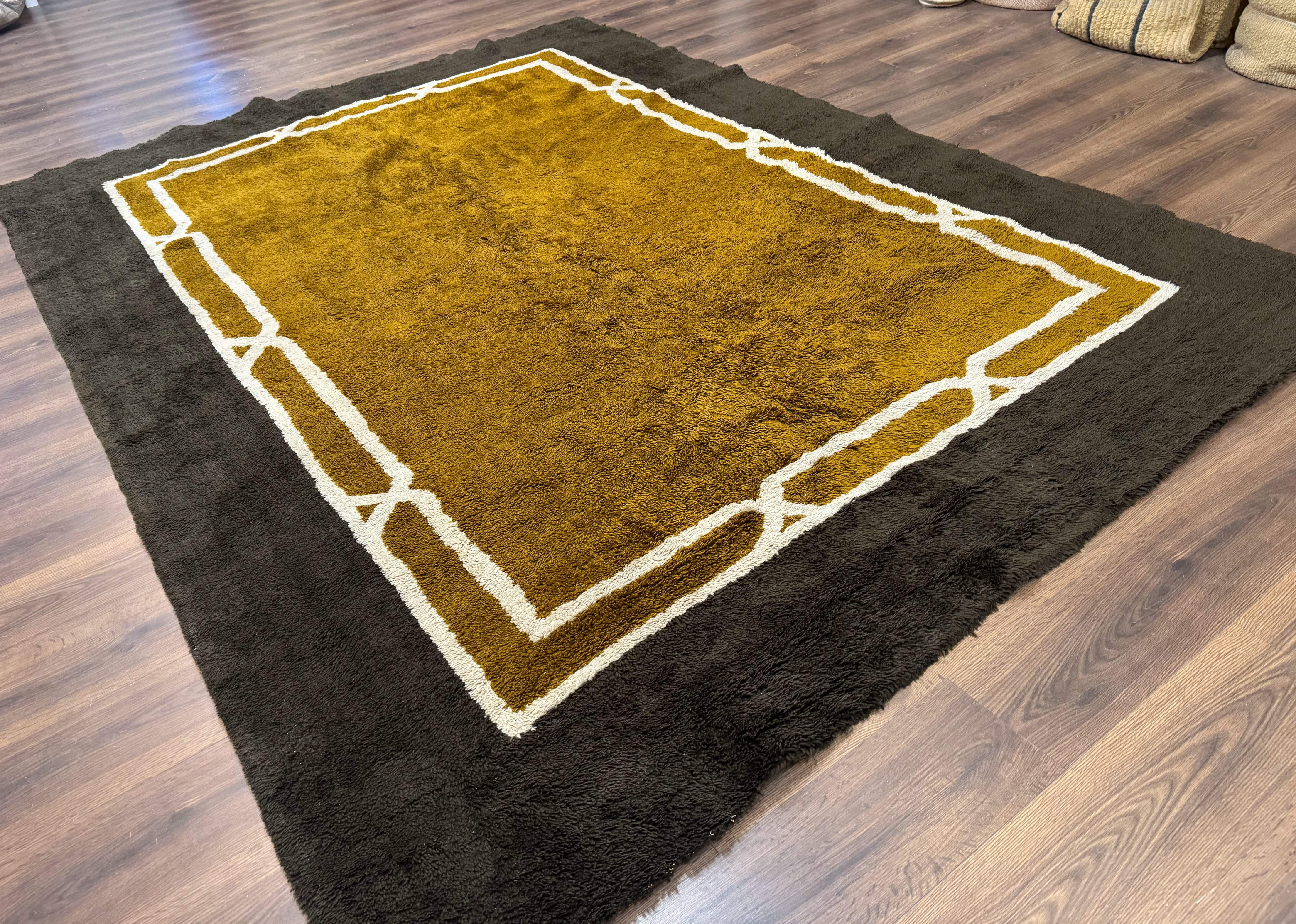 Mid Century Shag Rug 8x11, Large Vintage Shag Rug, Open Field, European Shag Rug - Jewel Rugs