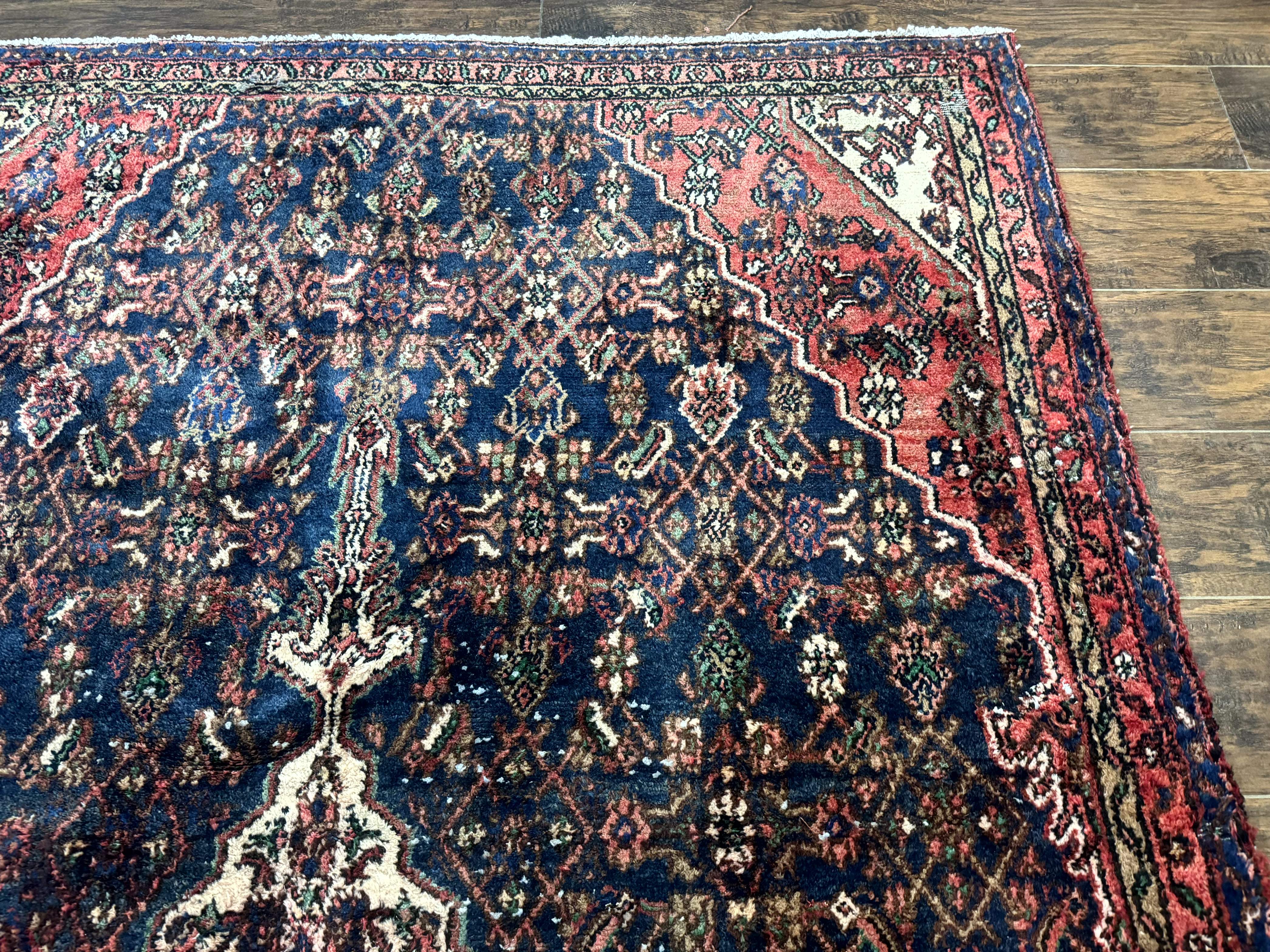Antique Persian Hamadan Rug 6x9 – Blue and Red, Hand-Knotted Wool Carpet - Jewel Rugs