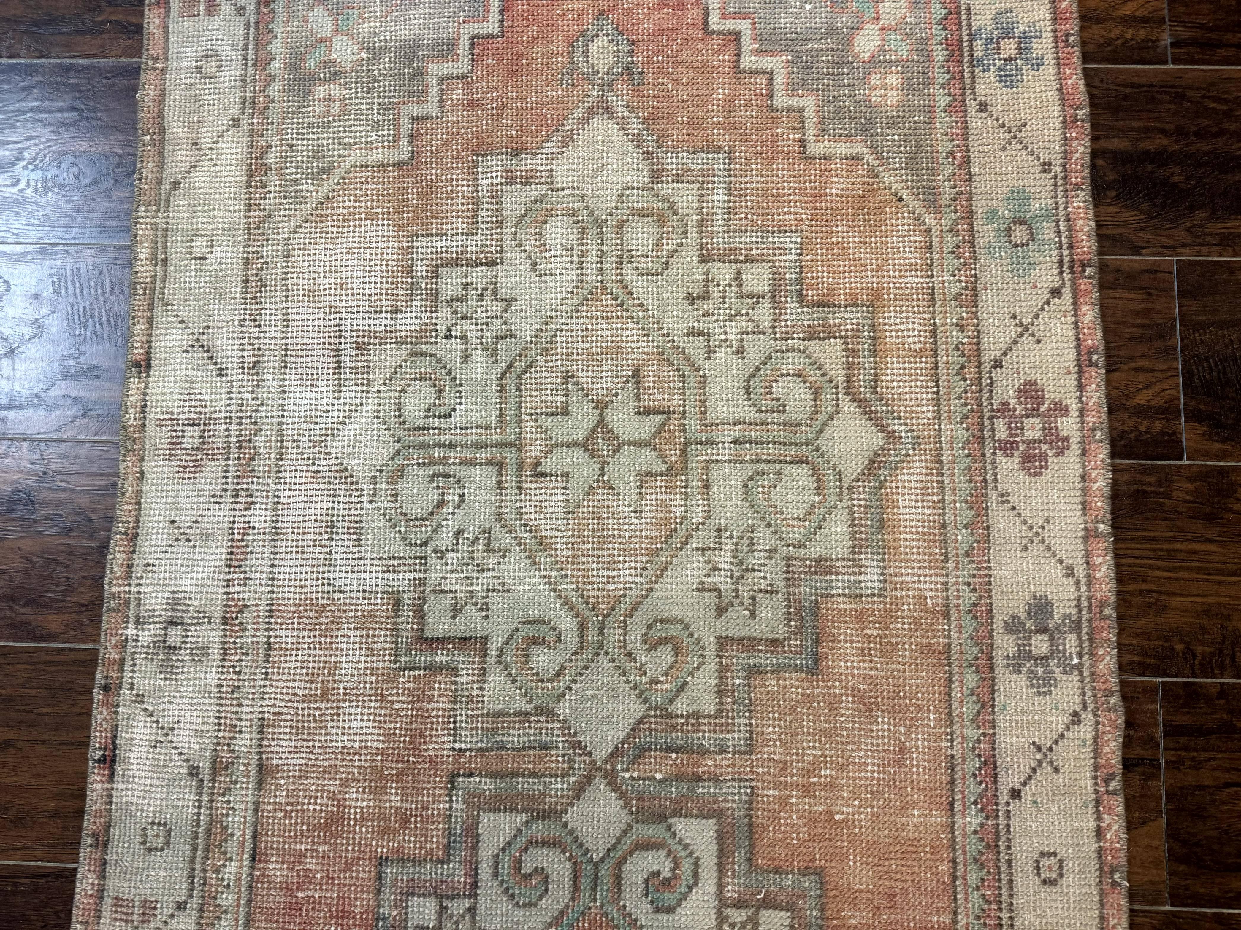 Antique Turkish Runner Rug 3 x 9.6, Farmhouse Rug, Geometric Runner, Handmade, Vintage Rug for Modern Home - Jewel Rugs