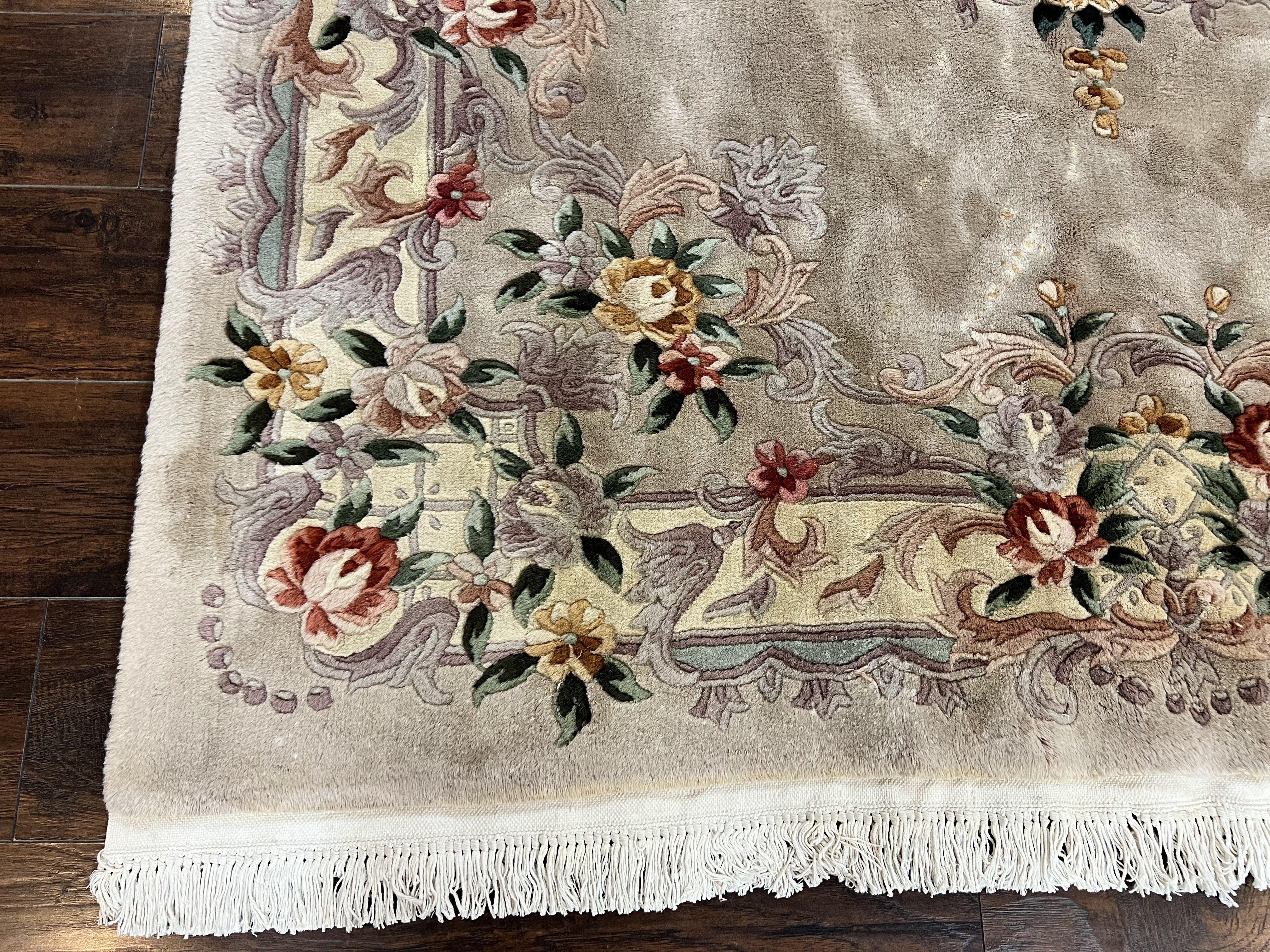 Chinese 90 Line Rug, Aubusson Rug 6x9, Wool Hand Knotted Vintage Carpet, Art Deco Rug 6 x 9 ft, Soft Pile - Jewel Rugs