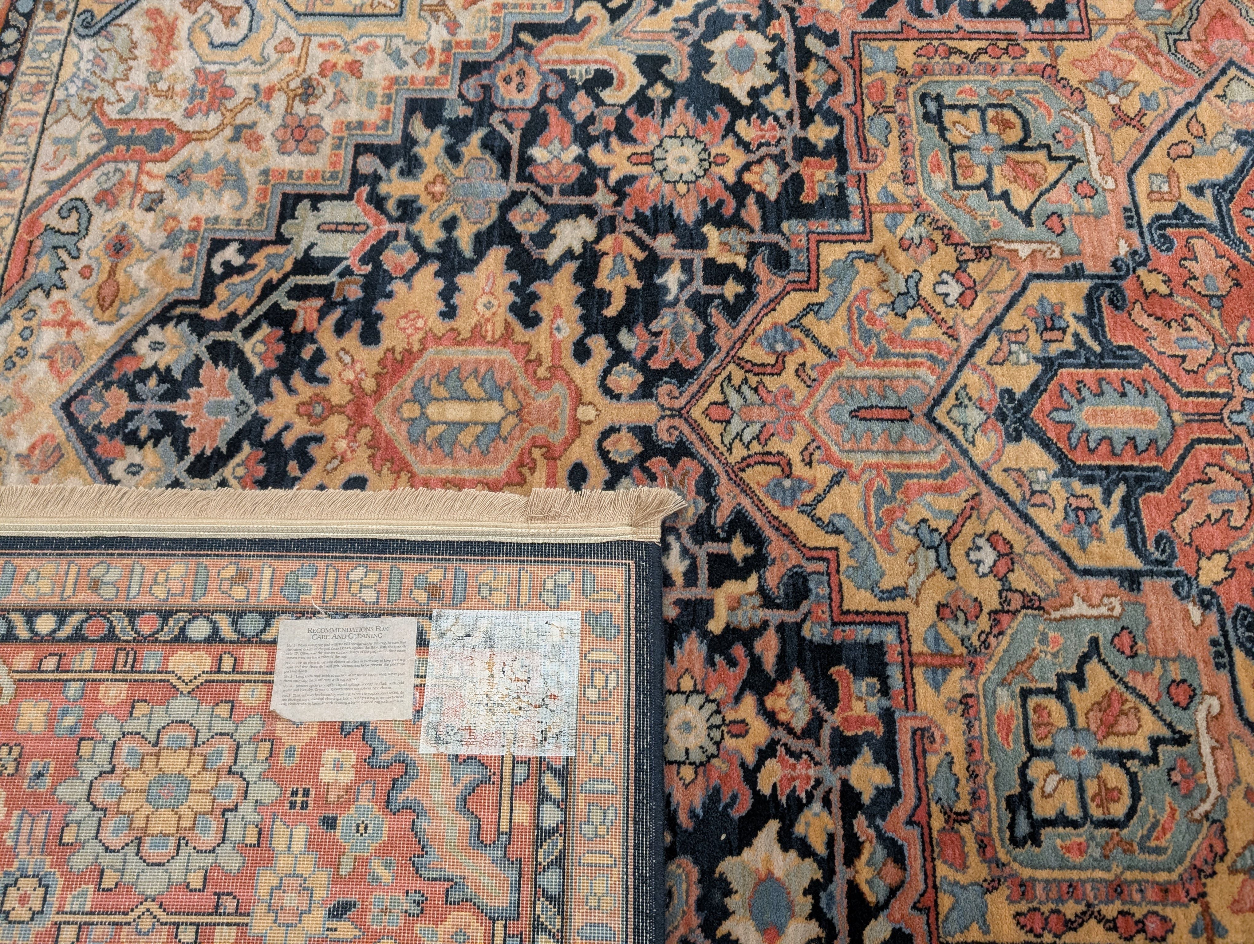 Karastan Rug 8.8 x 12 Navy Heriz #701, Vintage Wool Karastan Carpet - Jewel Rugs