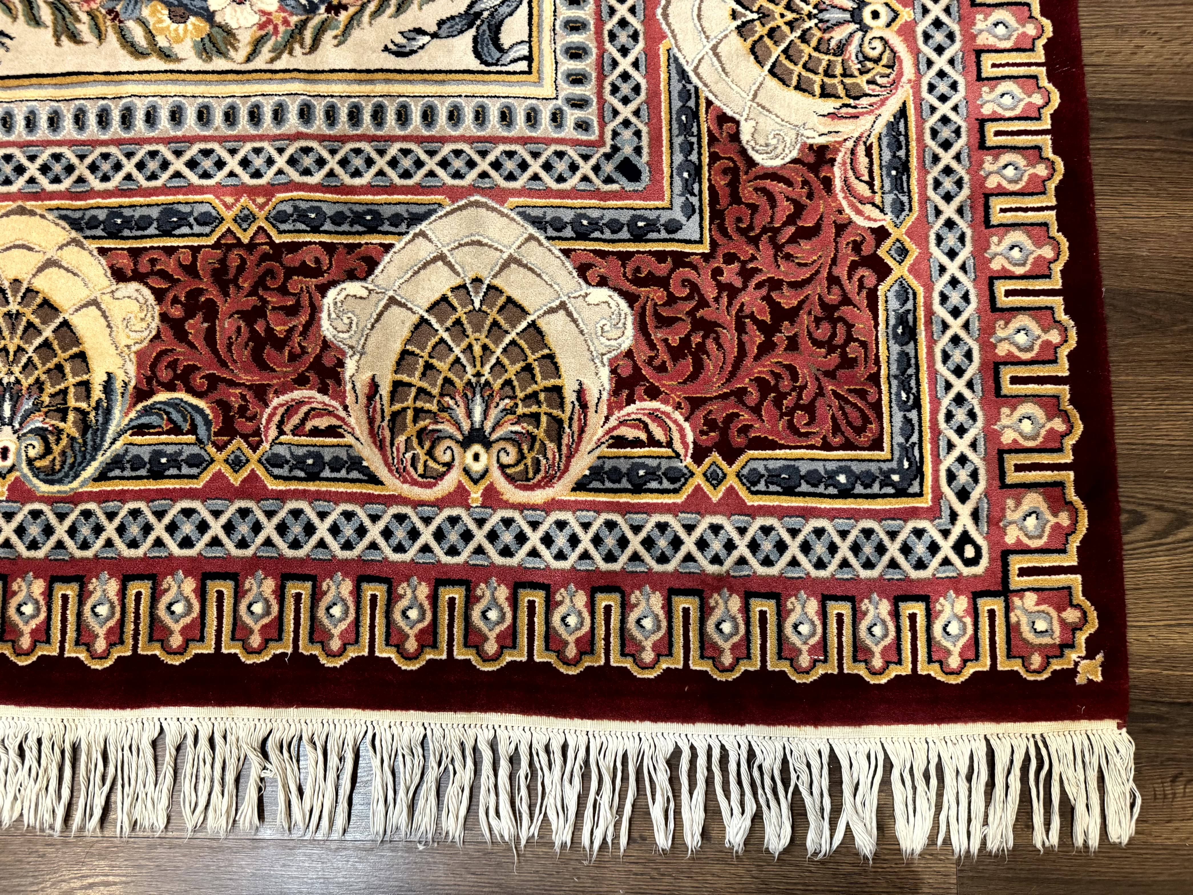 Wonderful Aubusson Rug 10x14, Red Maroon, Elegant, Fine 200 KPSI - Jewel Rugs