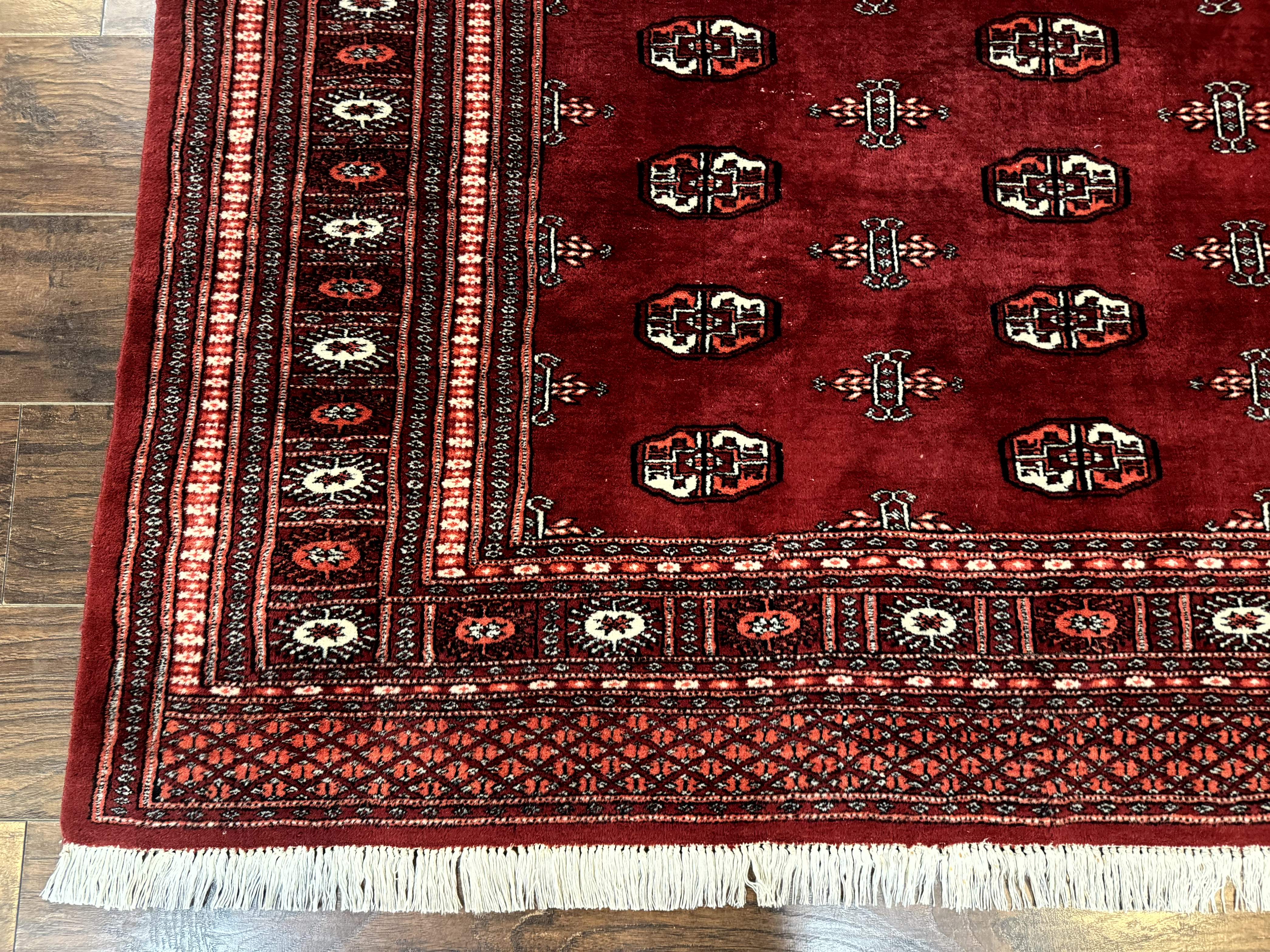 Pakistani Bokhara Rug 6x9 – Red, Hand-Knotted Wool, Vintage Turkoman Carpet - Jewel Rugs
