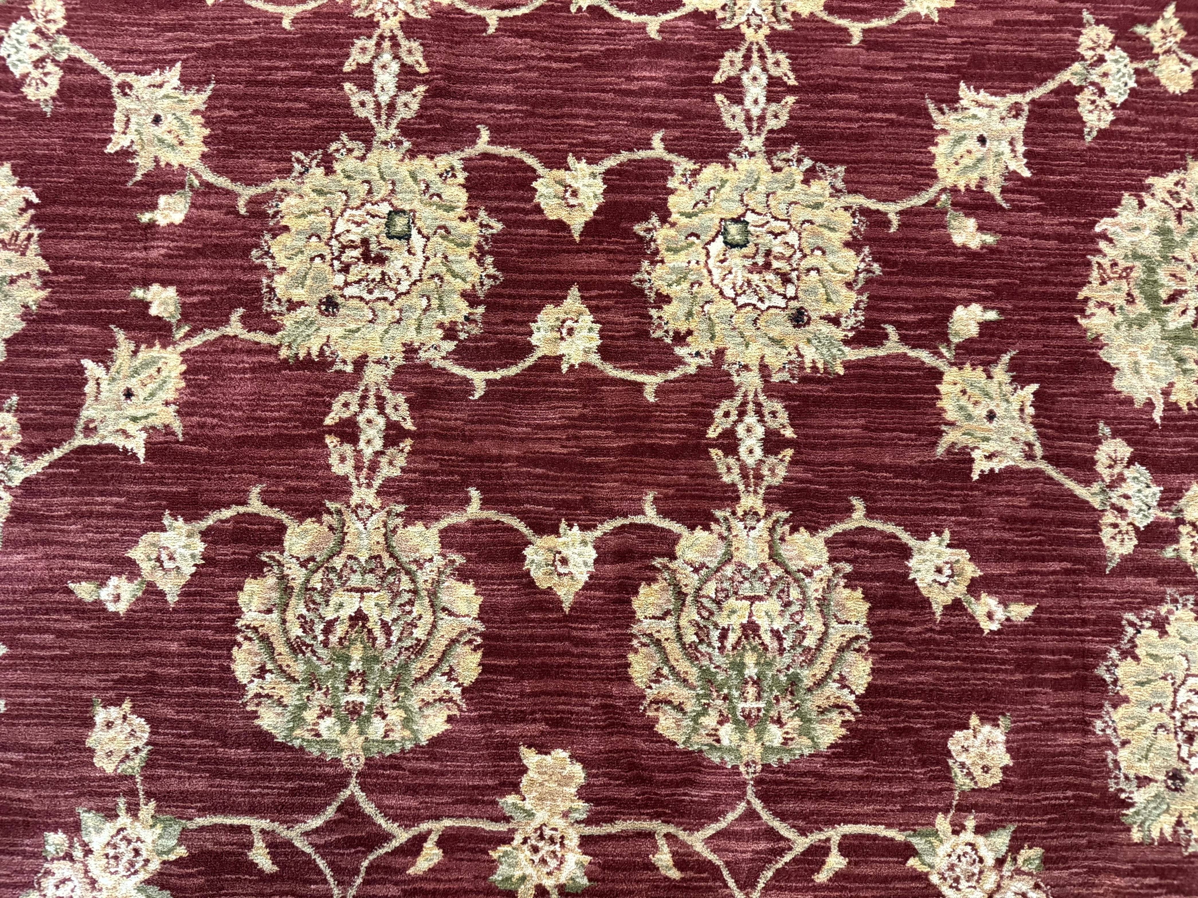 Traditional Wool Oriental Rug 9x13, Large Power Loomed Carpet, Burgundy - Jewel Rugs