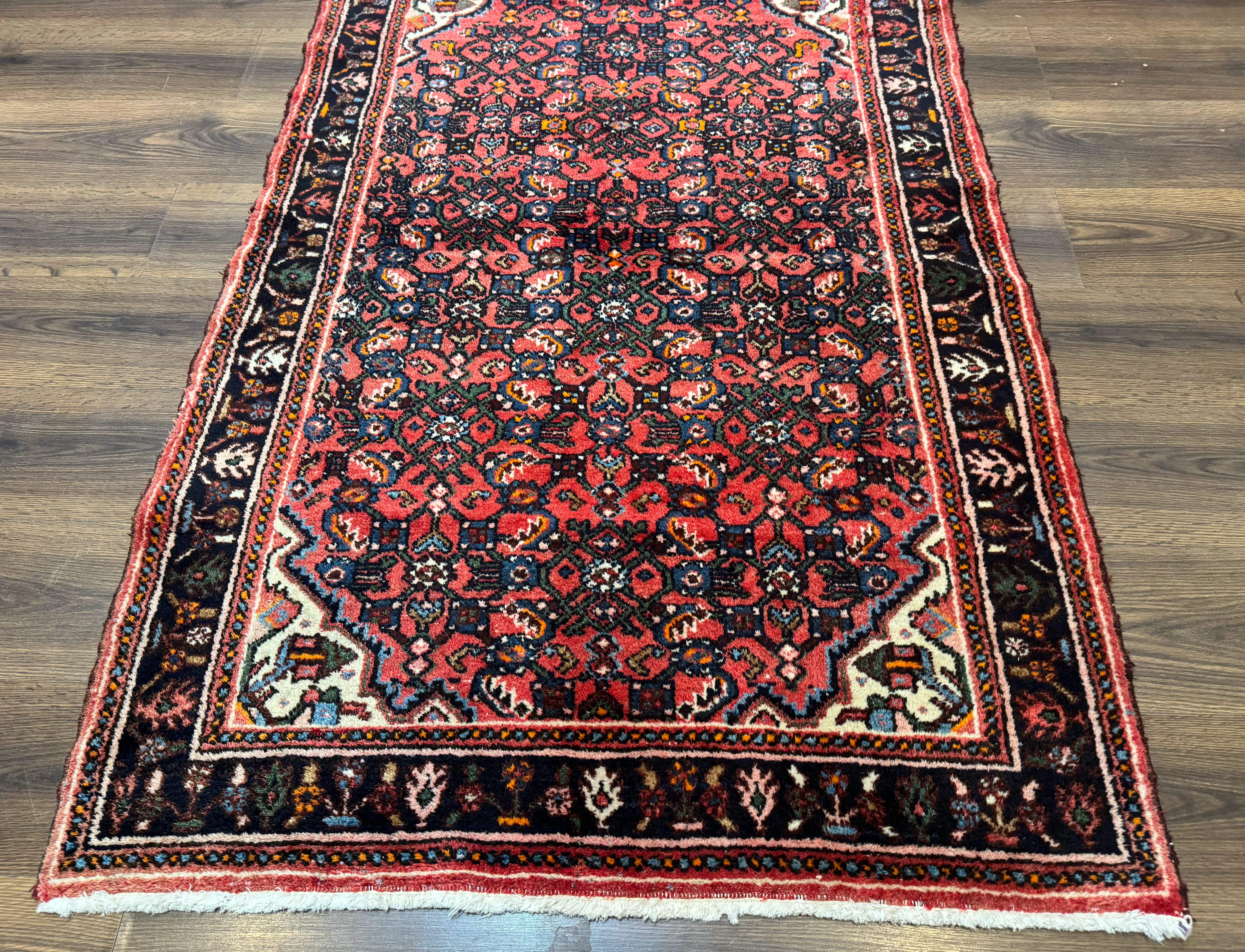 Antique Persian Hamadan Rug 4x5, Red, Allover Pattern - Jewel Rugs