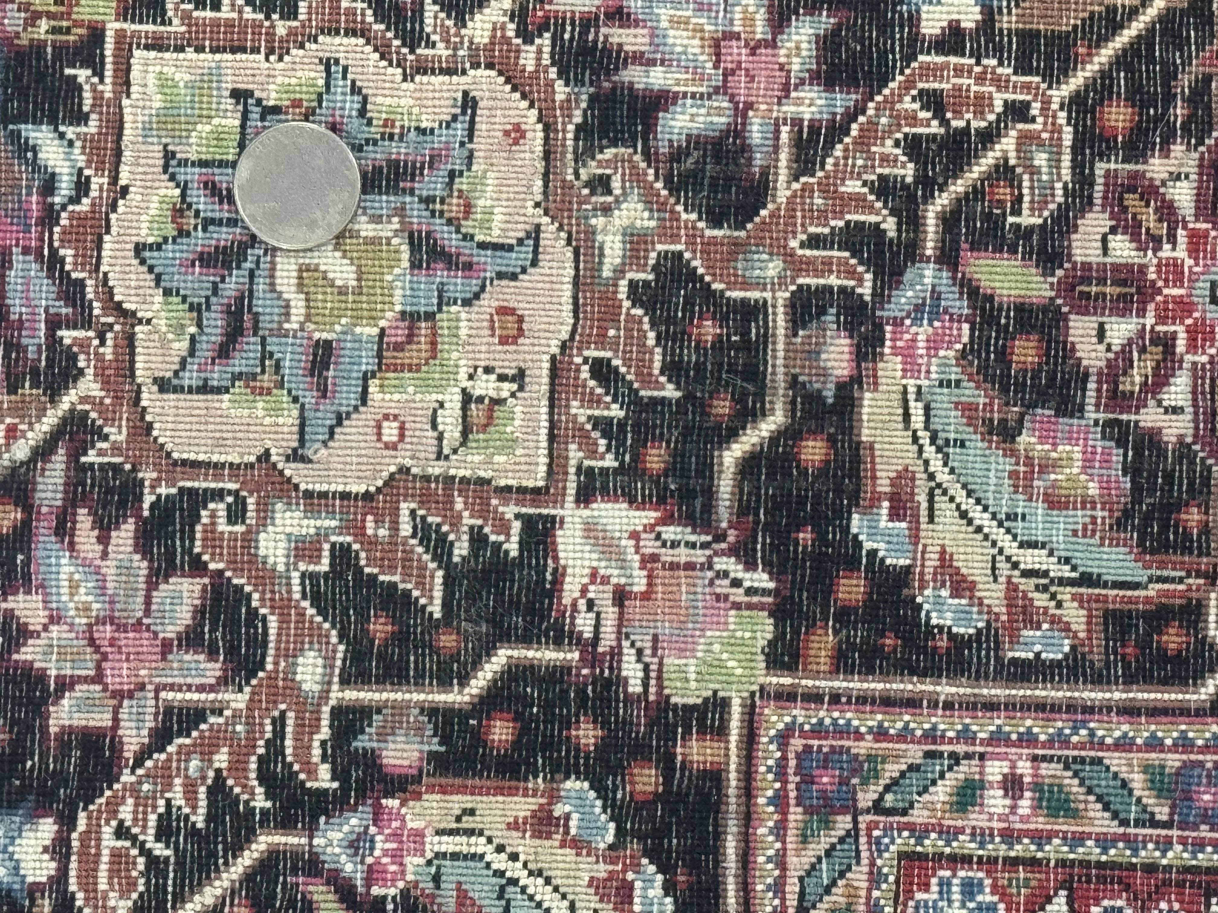 Sino Persian Rug 6x9, Herati Very Fine 400 KPSI, Black - Jewel Rugs