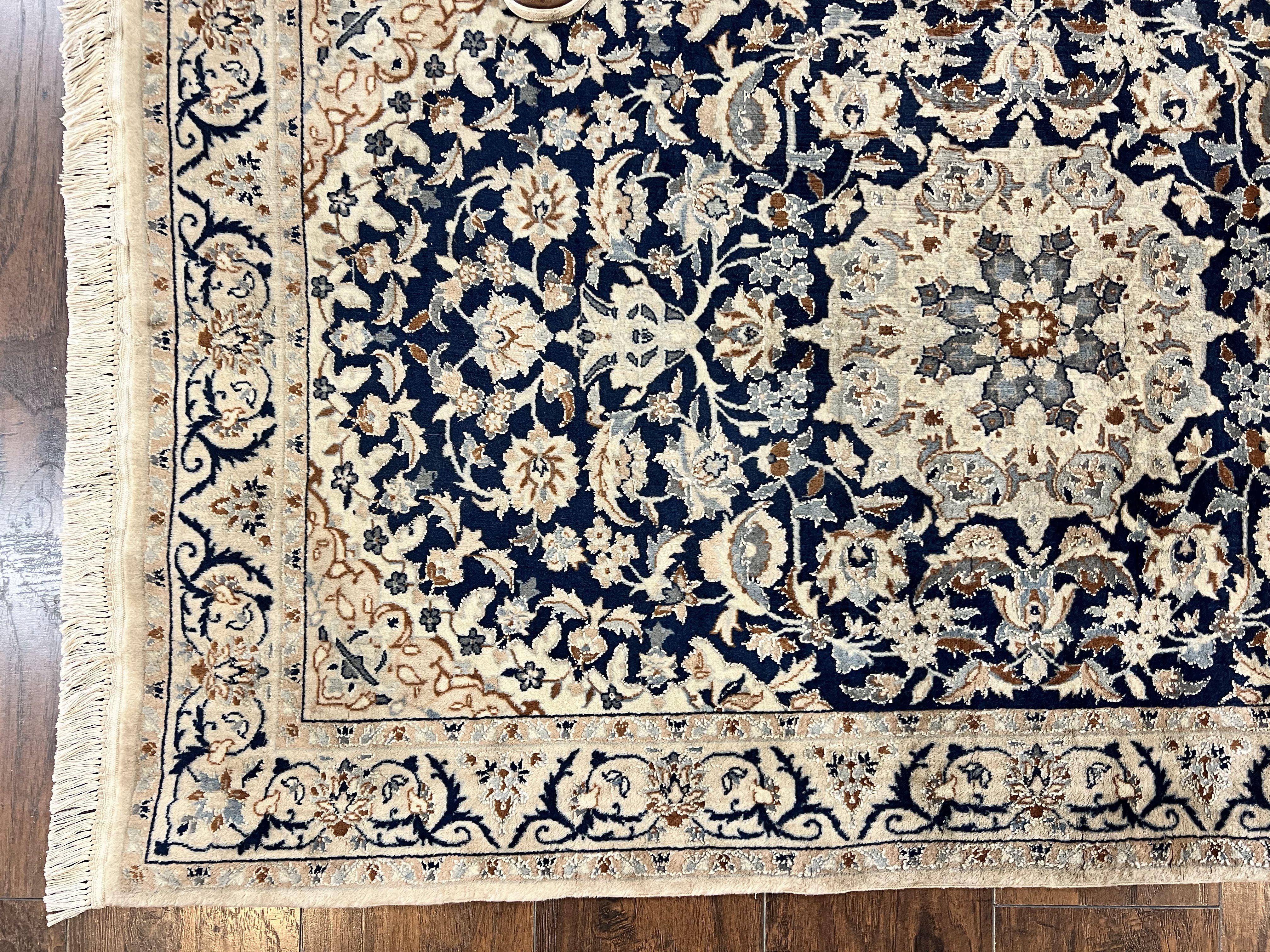 Persian Nain Rug 3x5, Floral Medallion Oriental Carpet, Very Fine Hand Knotted Handmade Wool and Silk Highlights Rug, Vintage Semi Antique - Jewel Rugs