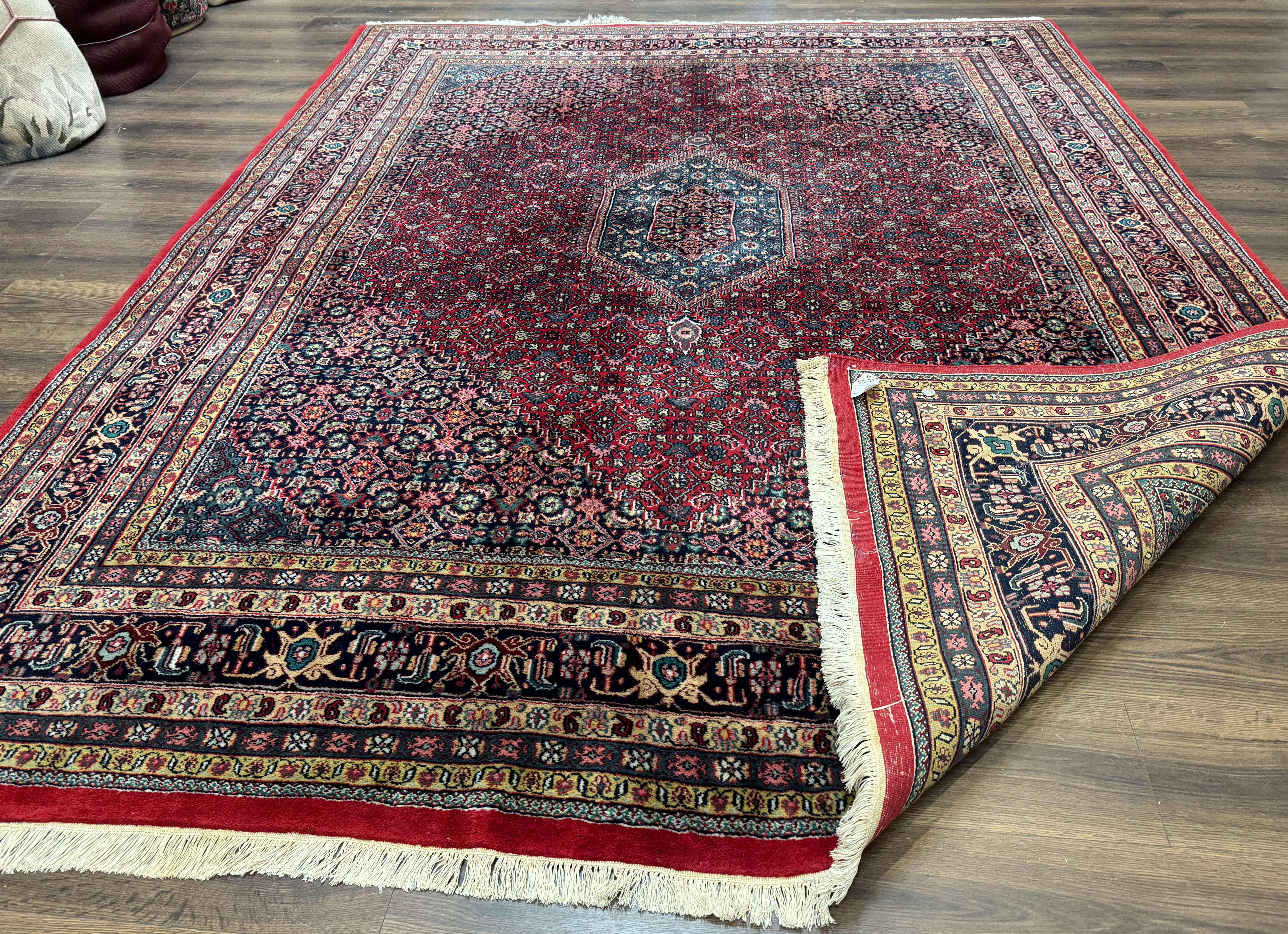 Indo Persian Bidjar Rug 8x10, Red, Herati Pattern, Soft Wool Pile, Vintage - Jewel Rugs