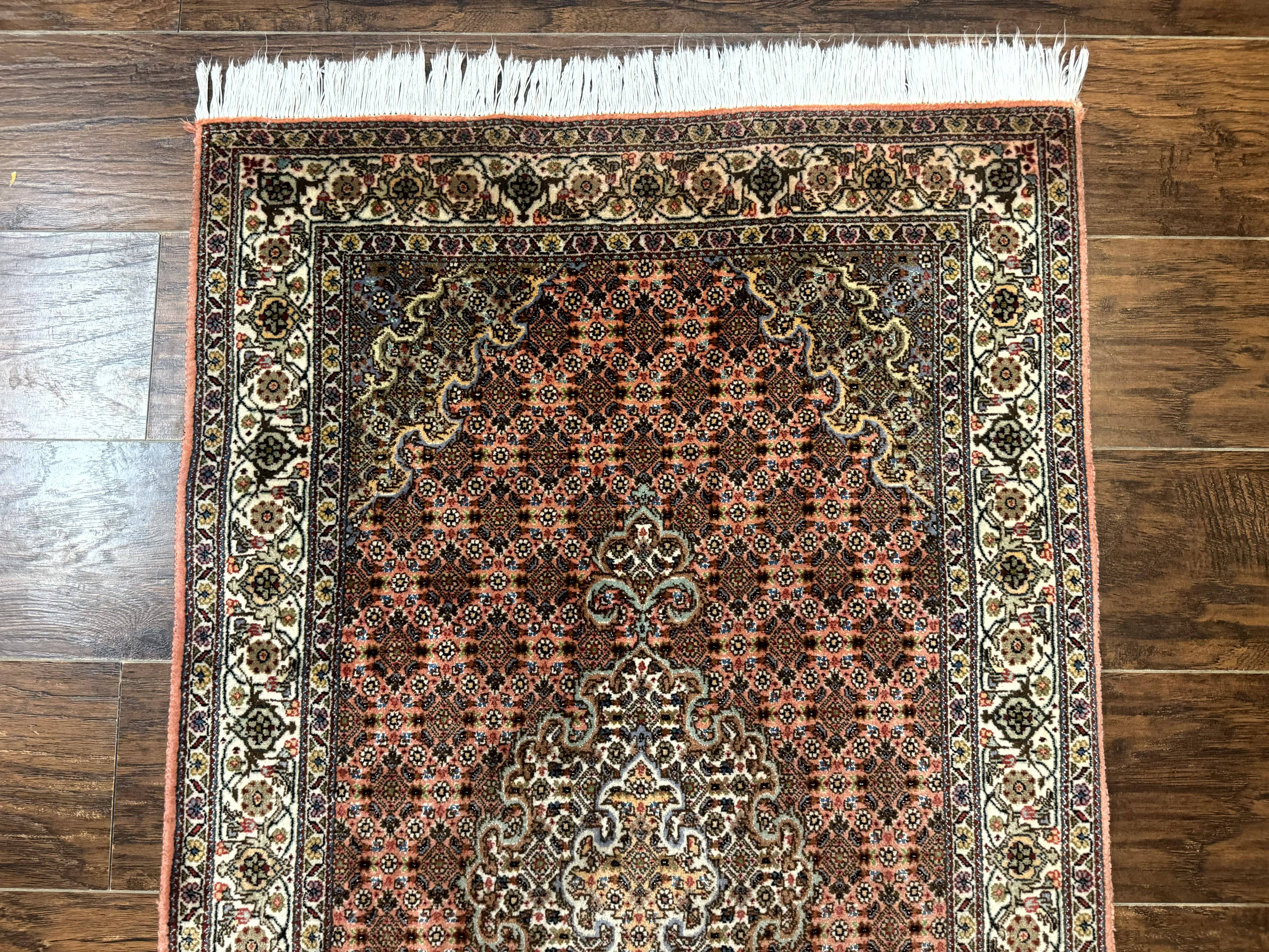 Persian Tabriz Runner Rug for Hallway Herati 320 KPSI Salmon Ivory 2.8 x 11.7 - Jewel Rugs