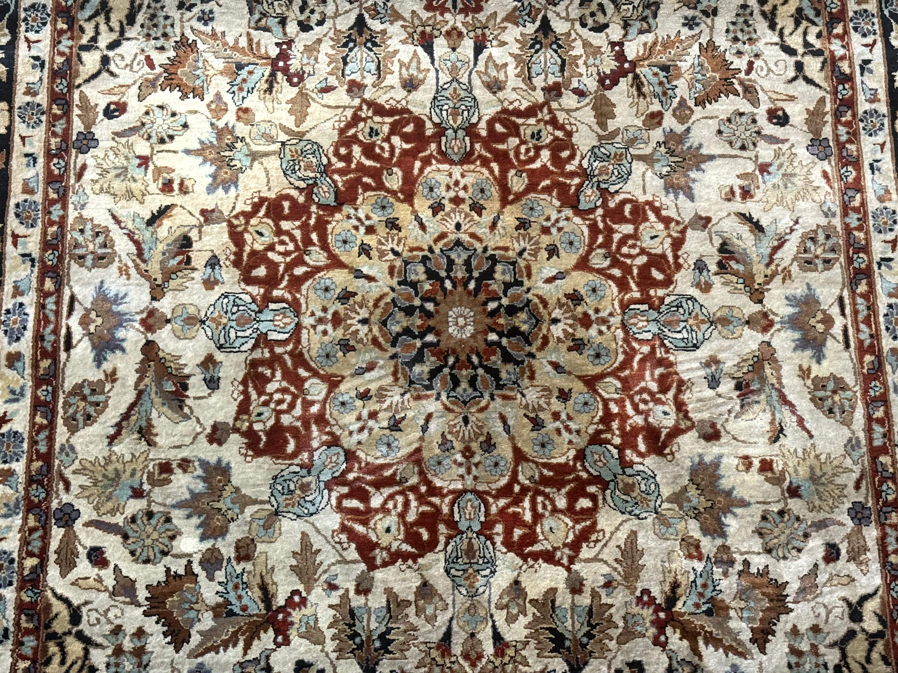 Sino Per'ian Qum Silk Rug 3x5, Fine 500 KPSI, Hand Knotted - Jewel Rugs