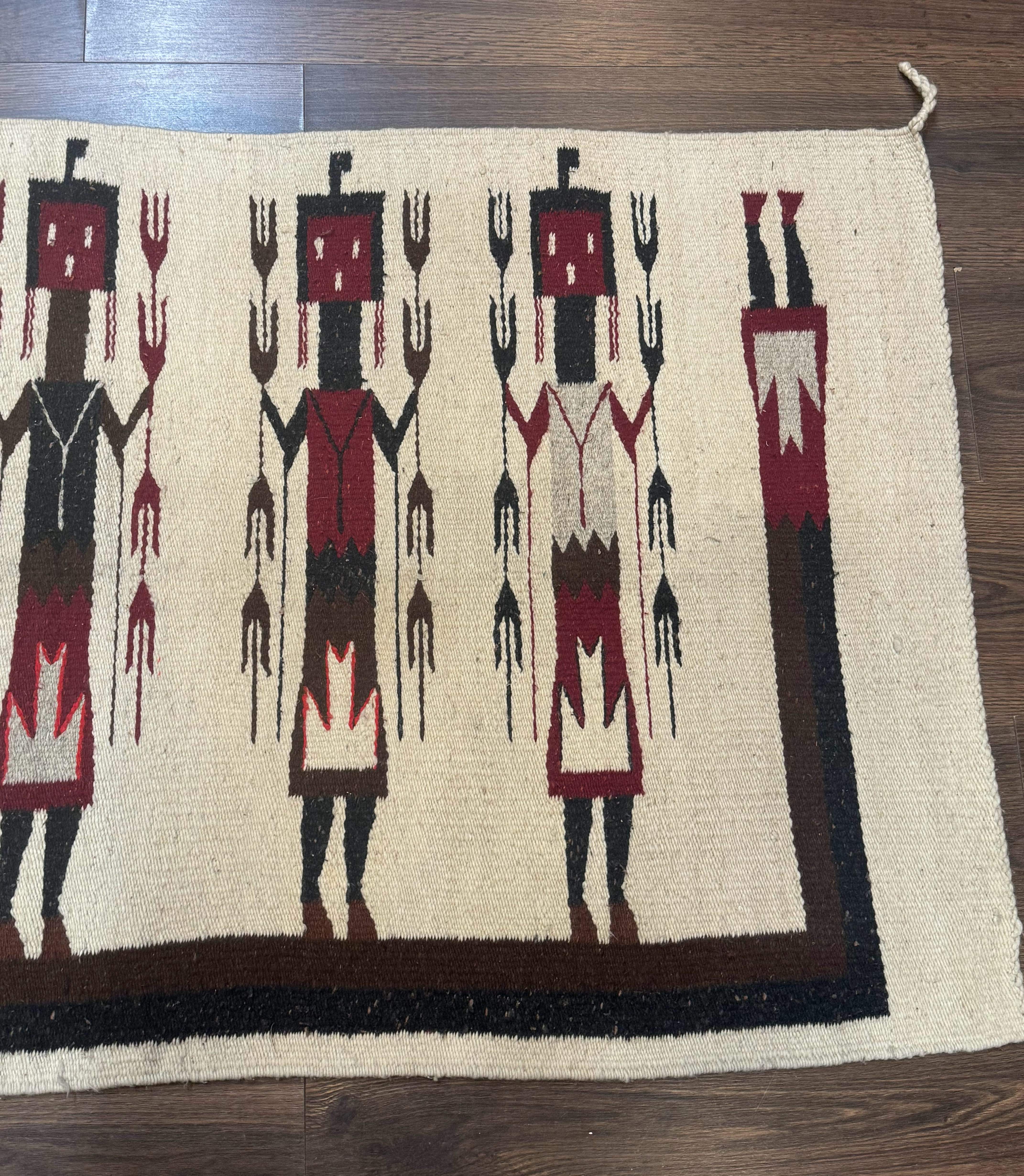 Navajo Rug 2.6 x 5, Human Pictorials, Native American, Wool, Hand Knotted - Jewel Rugs