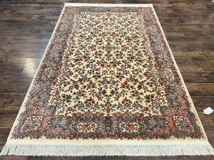 Karastan Ivory Kirman Rug #788, Wool Karastan Carpet 5.9 x 9, Original 700 Series, Vintage Karastan Area Rug, Allover Floral, Discontinued