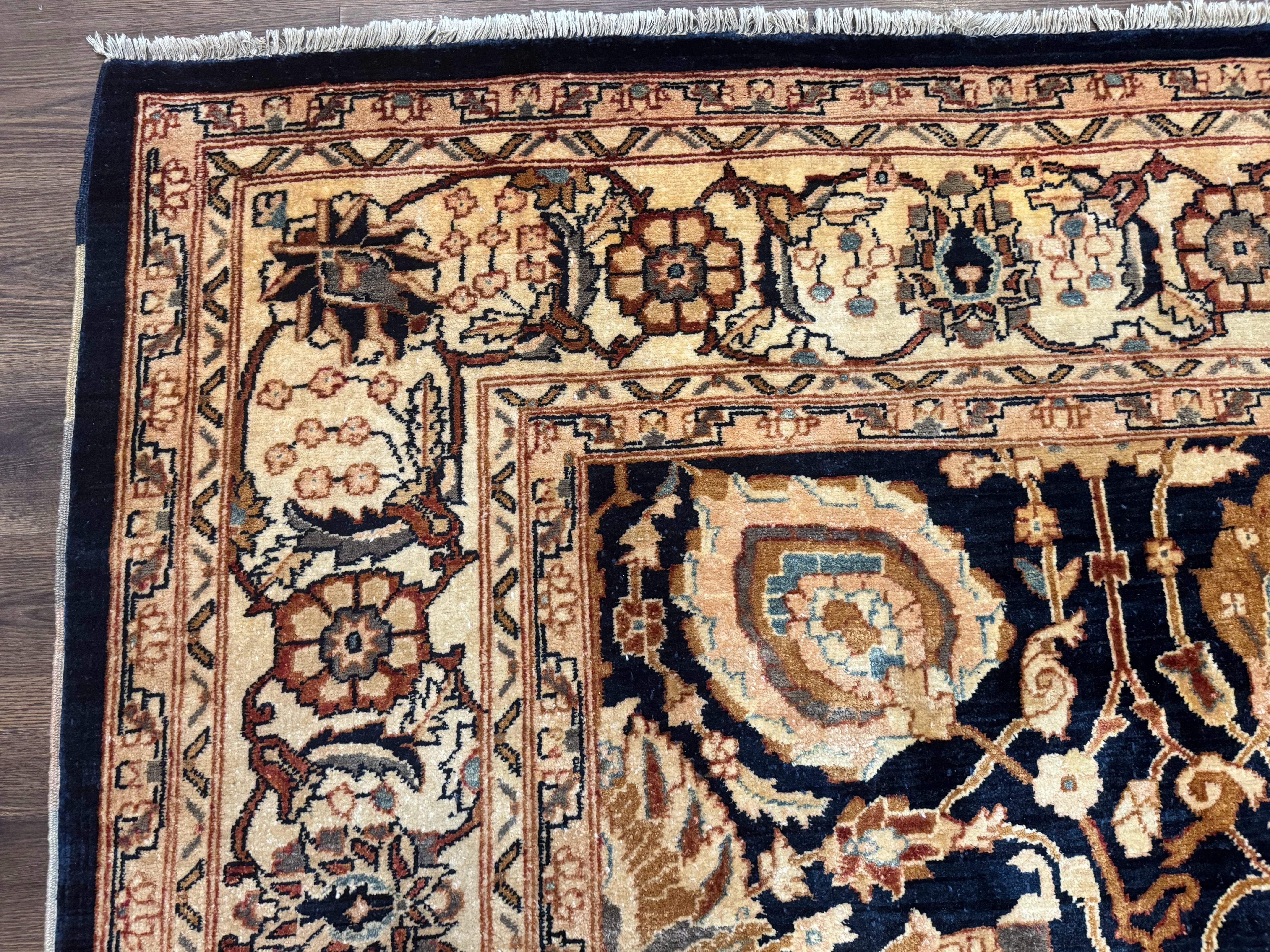 Pak Persian Bidjar Rug 10x13, Midnight Blue and Tan Pakistani Carpet - Jewel Rugs