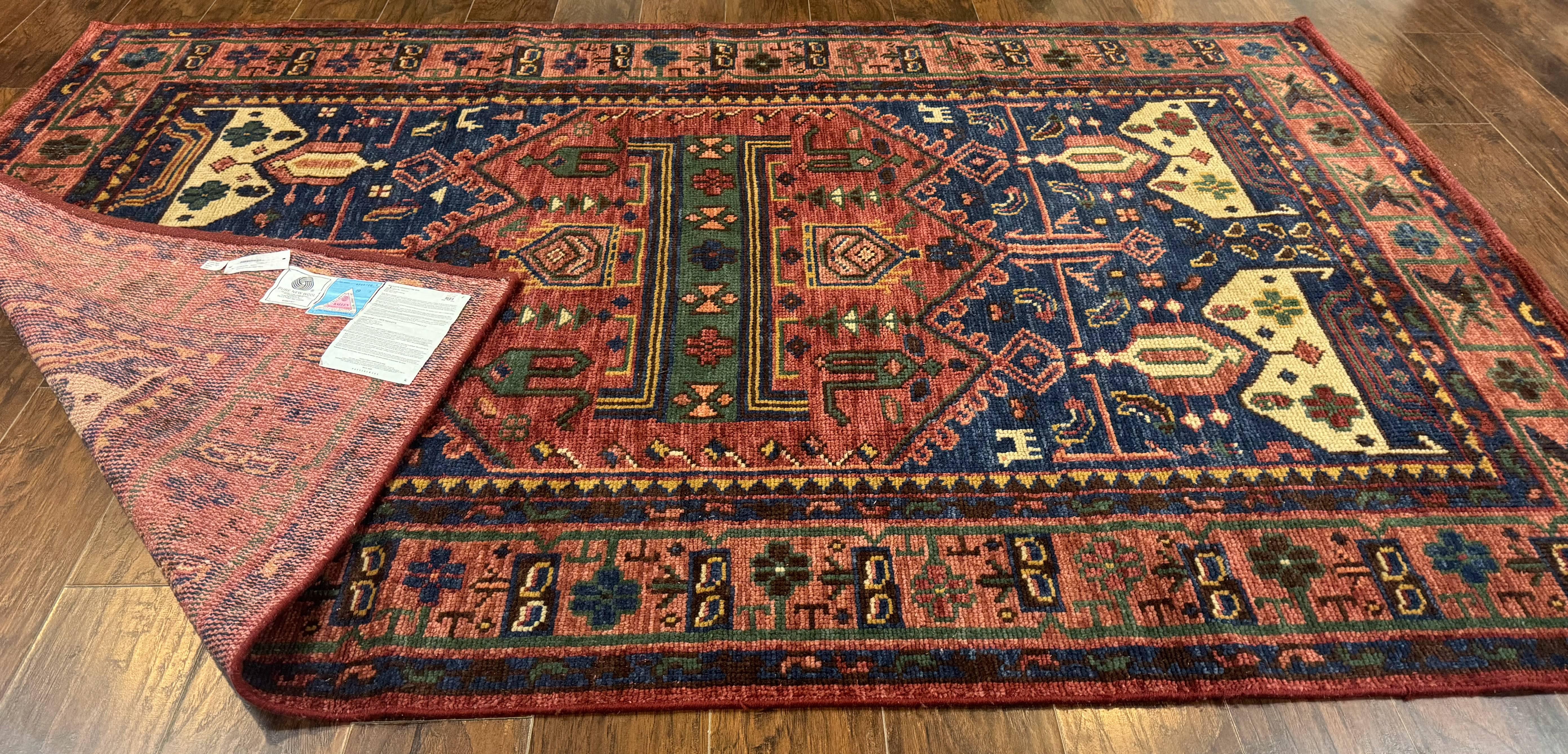 Persian Tribal Heriz Design Rug 6x9, Pottery Barn Rug, Hand Knotted Wool Vintage Rug - Jewel Rugs
