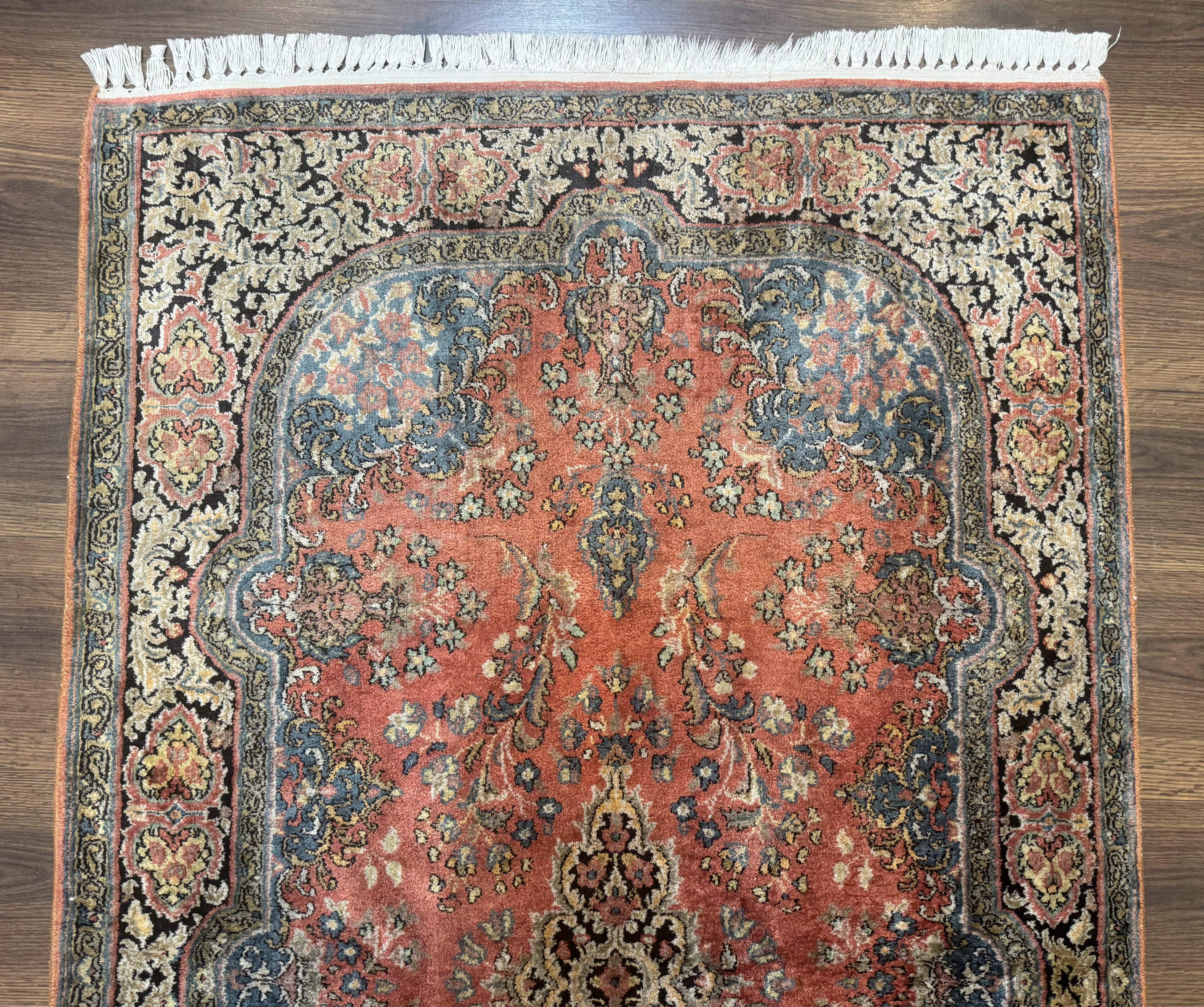 Indian Kashmiri Silk Rug 3x5, Fine 260 KPSI, Hand Knotted - Jewel Rugs