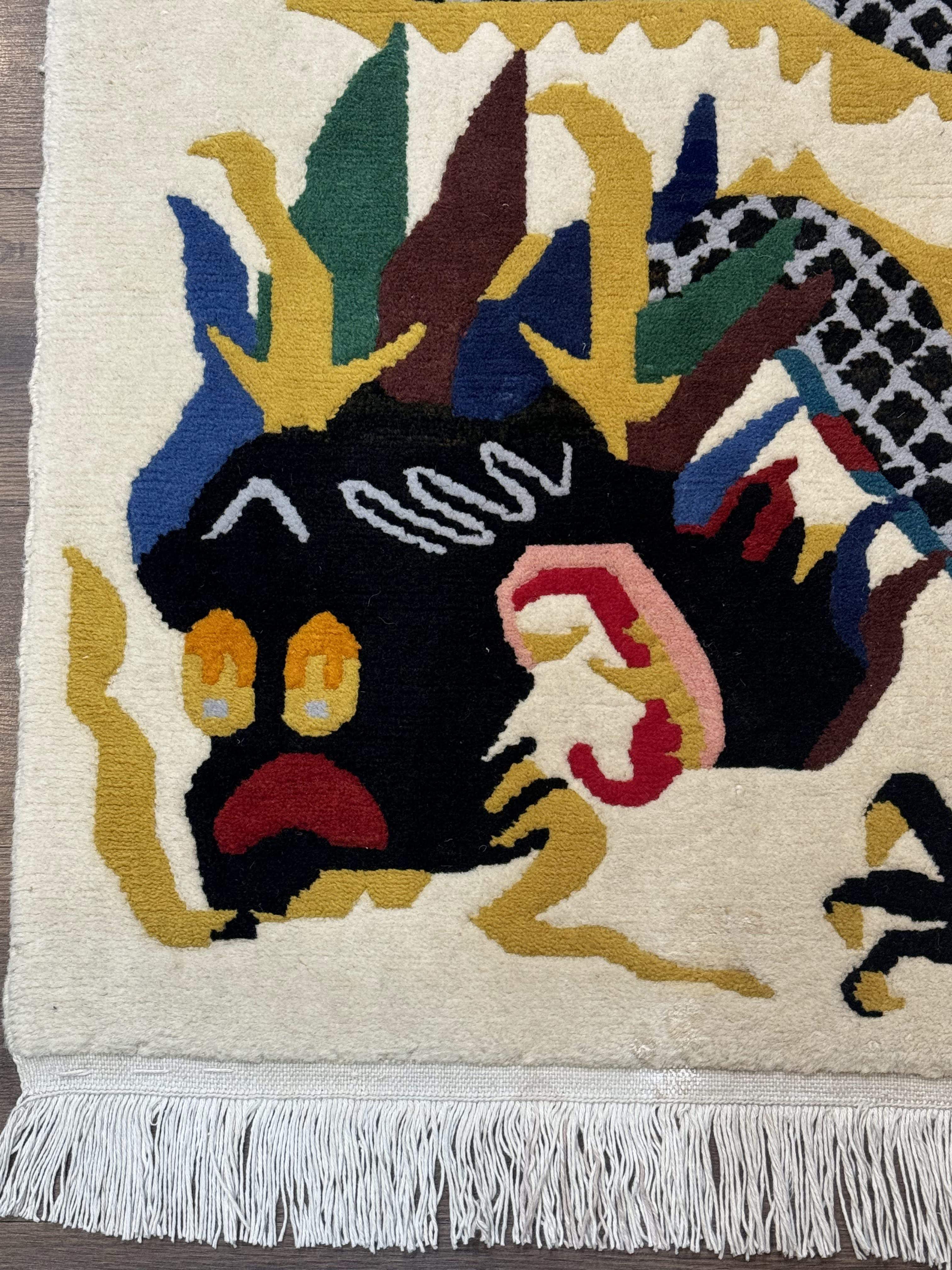 Chinese Dragon Rug 3x5 – Ivory, Hand-Knotted Wool, Vintage Carpet - Jewel Rugs