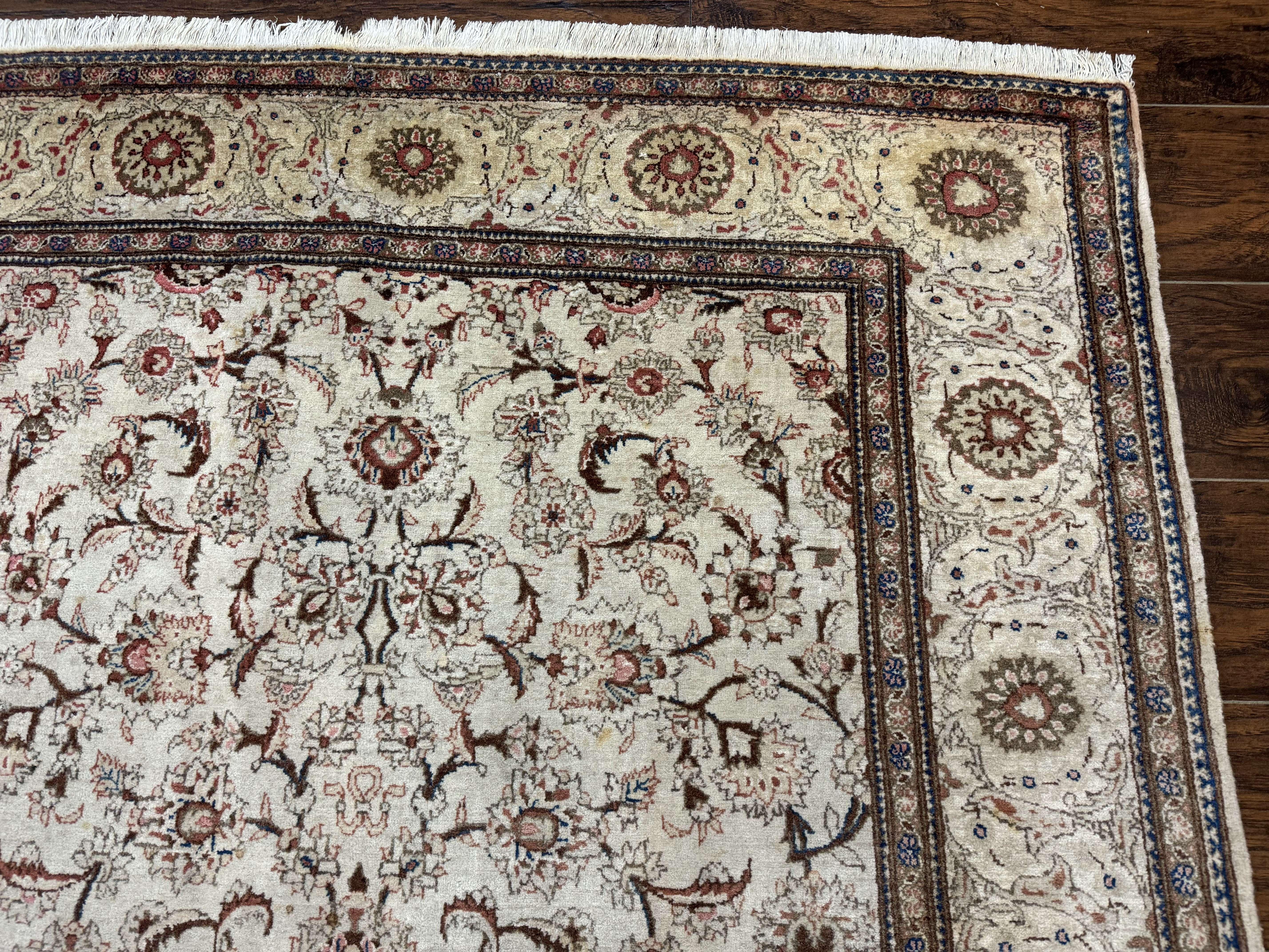 Persian Kashan Rug 5x7, Beige, Fine 250 KPSI - Jewel Rugs