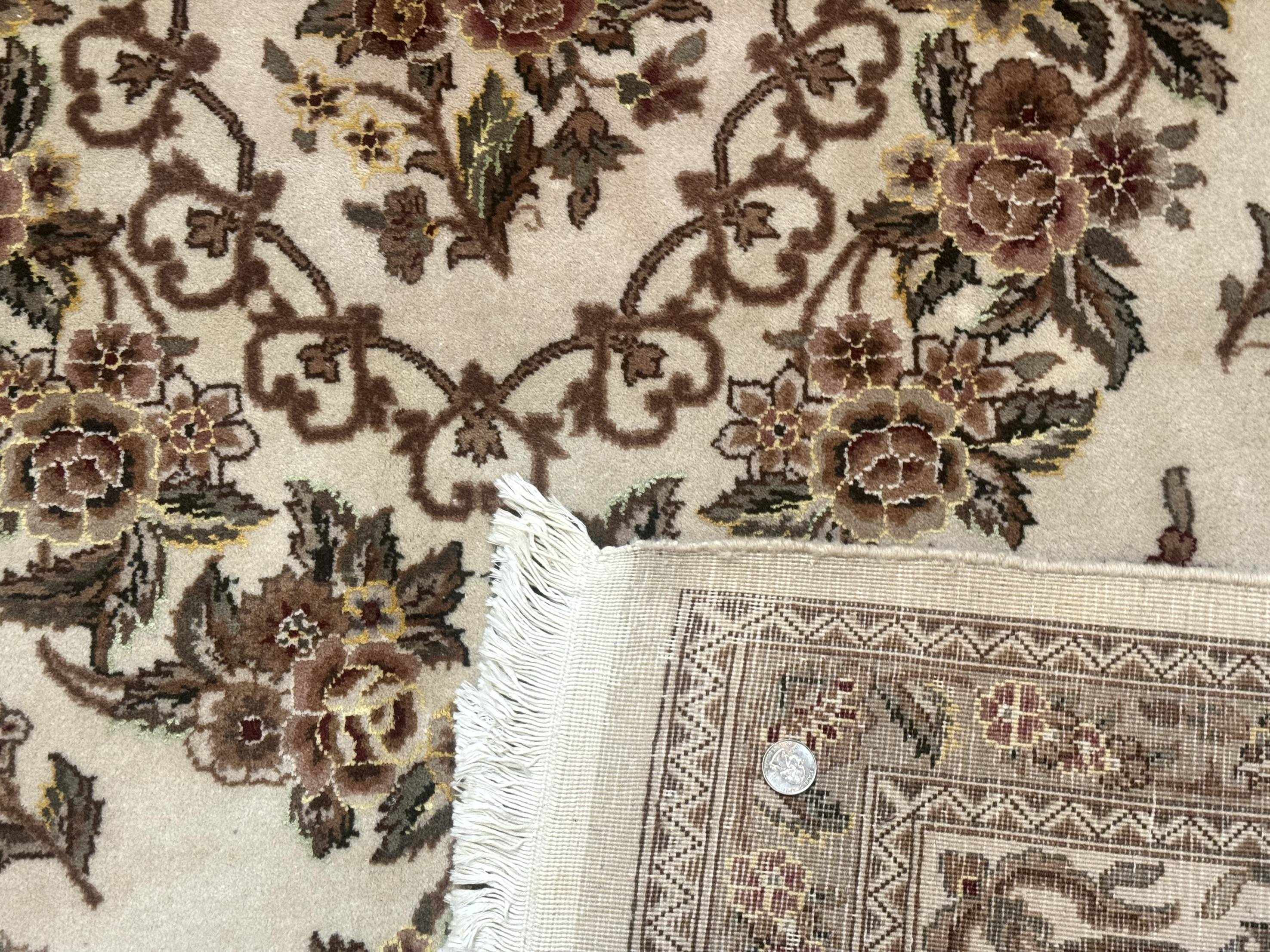 Sino Persian Rug 8x10, Floral, Elegant, Fine 225 KPSI, Beige, Wool & Silk - Jewel Rugs
