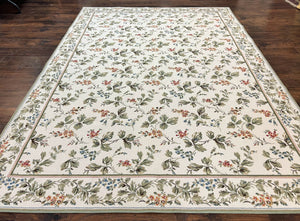 Vintage Stark Carpet 7x10, Ivory and Green, European Aubusson Design, Allover Pattern, Stark Rug