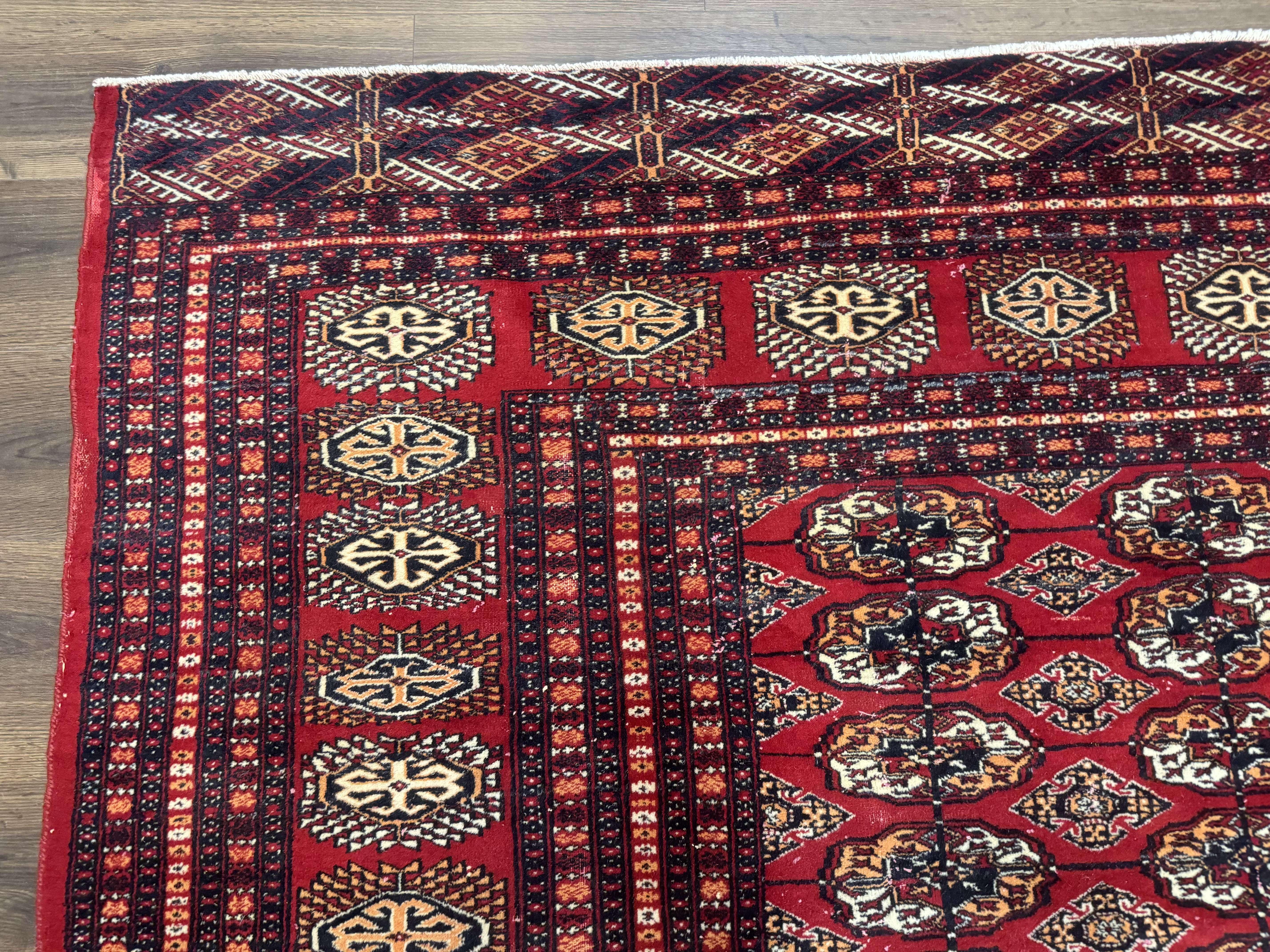 Bokhara Rug 9x12, Red Turkoman Rug, Pakistani Rug, Tribal Carpet, Wool Rug, Red Rug - Jewel Rugs