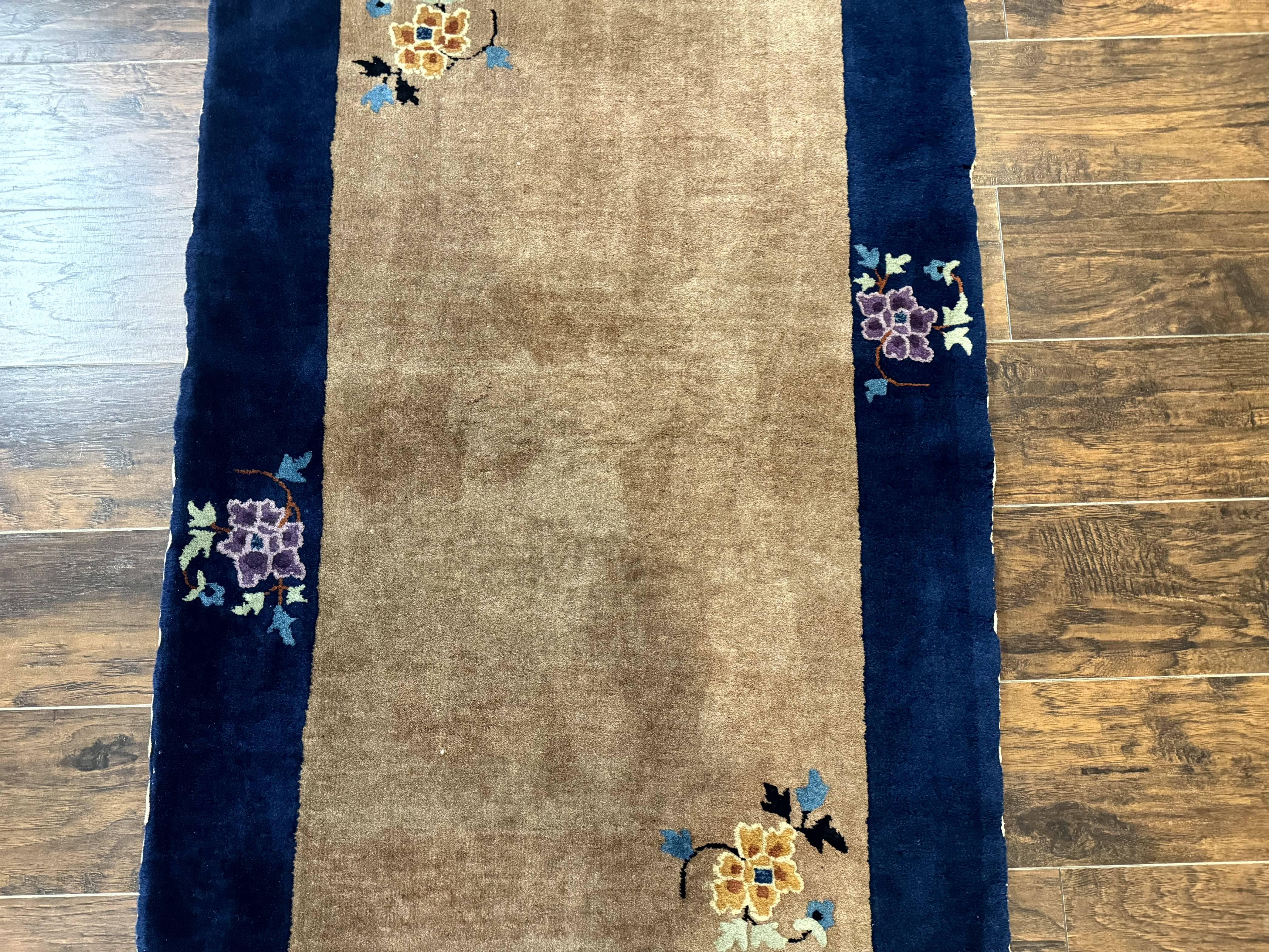 Chinese Rug 3x5, Antique Peking Art Deco Carpet, Simple Design - Jewel Rugs