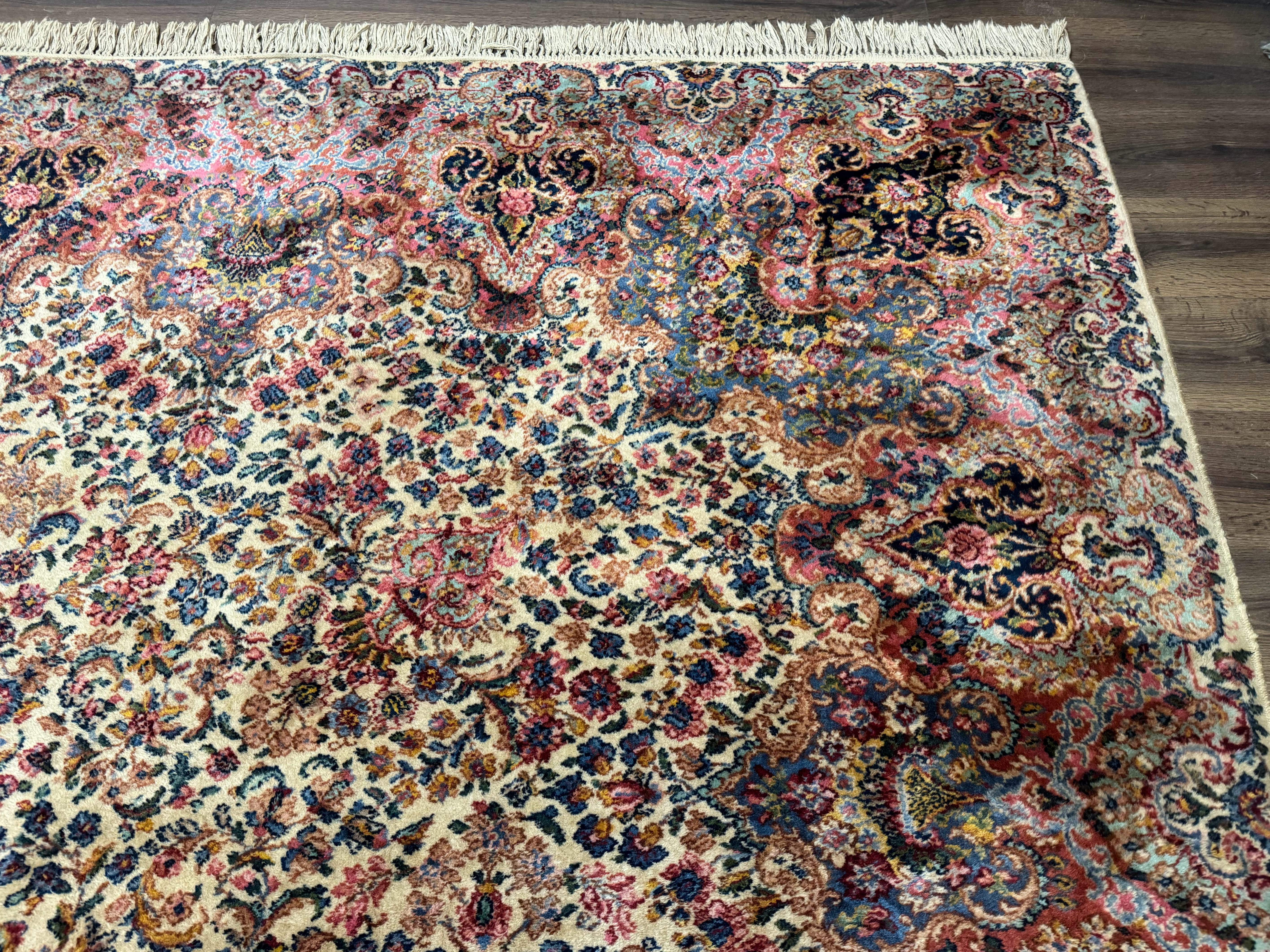 11x16 Karastan Ivory Kirman Rug #759, Floral Kirman, Wool, Original 700 Series, Palace Size - Jewel Rugs