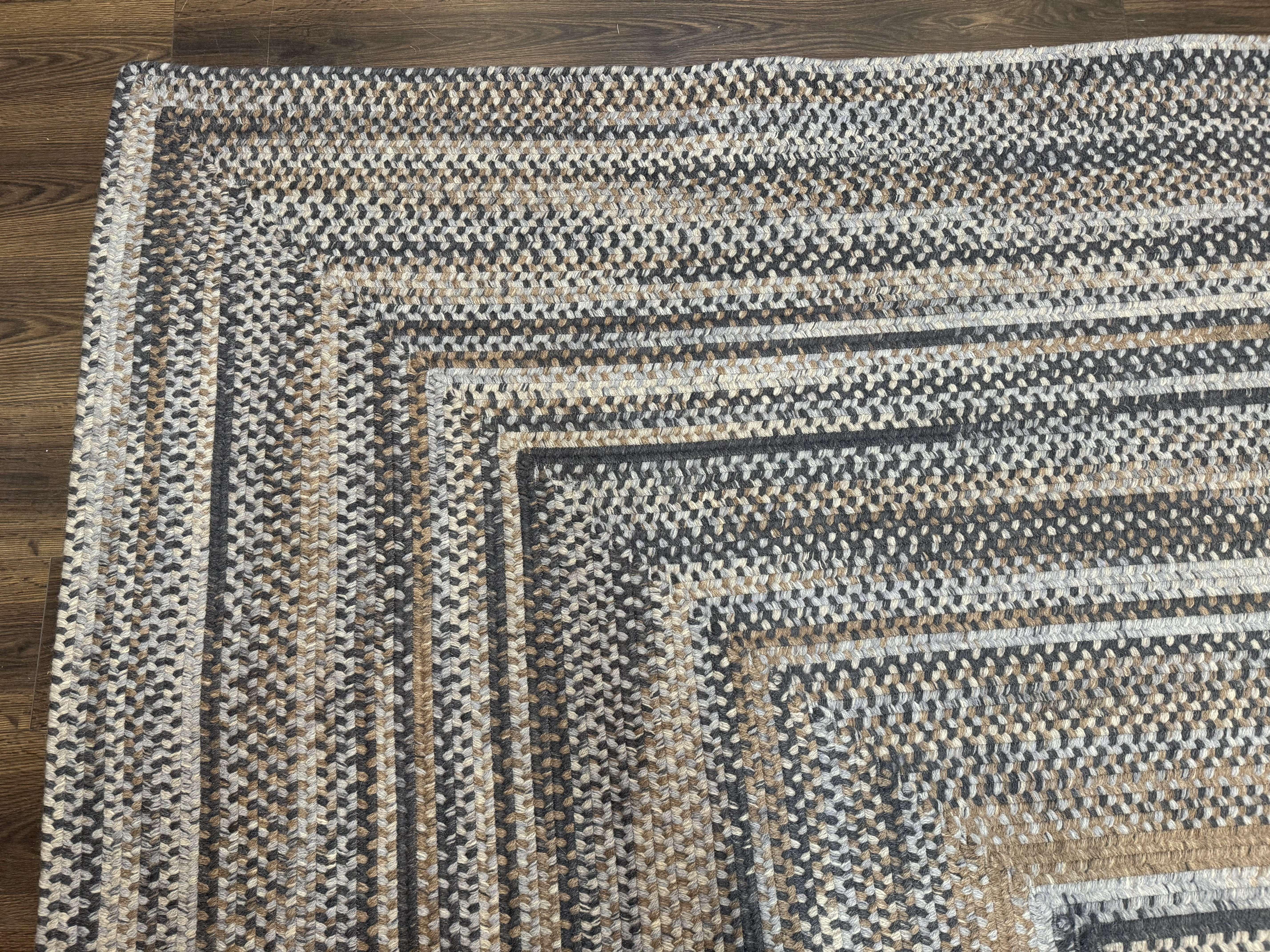 Large American Braided Rug 10x13, Multicolor, Vintage Braided Carpet, Rare Size - Jewel Rugs