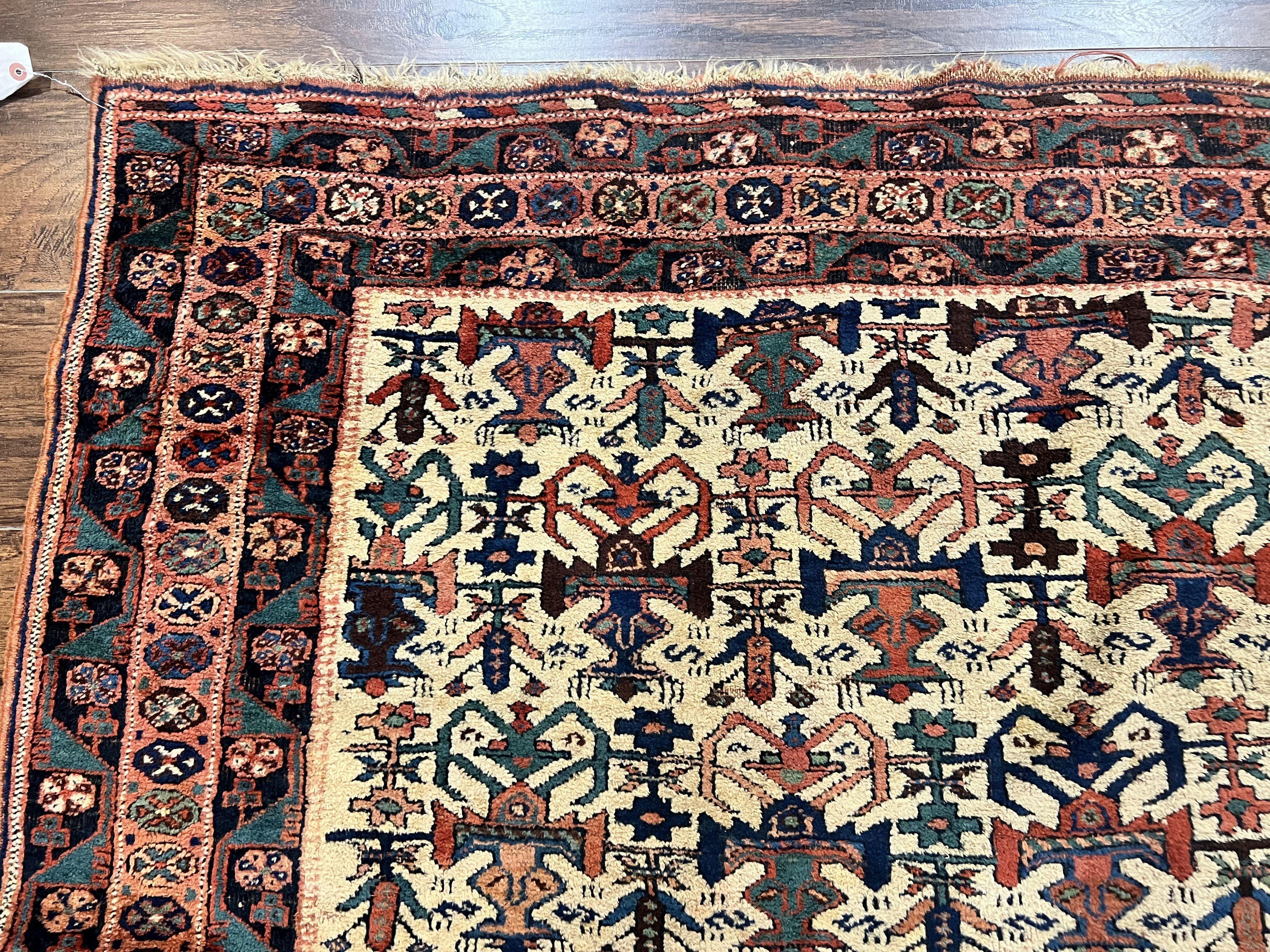 Persian Afshar Rug 5x6, Allover Repeated Motif, Wool Tribal Carpet, Handmade Semi Antique Rug - Jewel Rugs