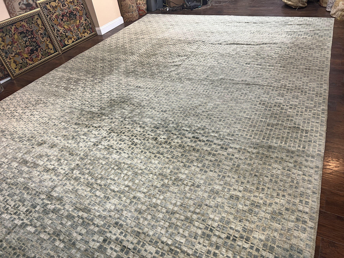 Extra Large Nepali Rug 12x18, Handmade Wool Modern Tibetan Oversized C