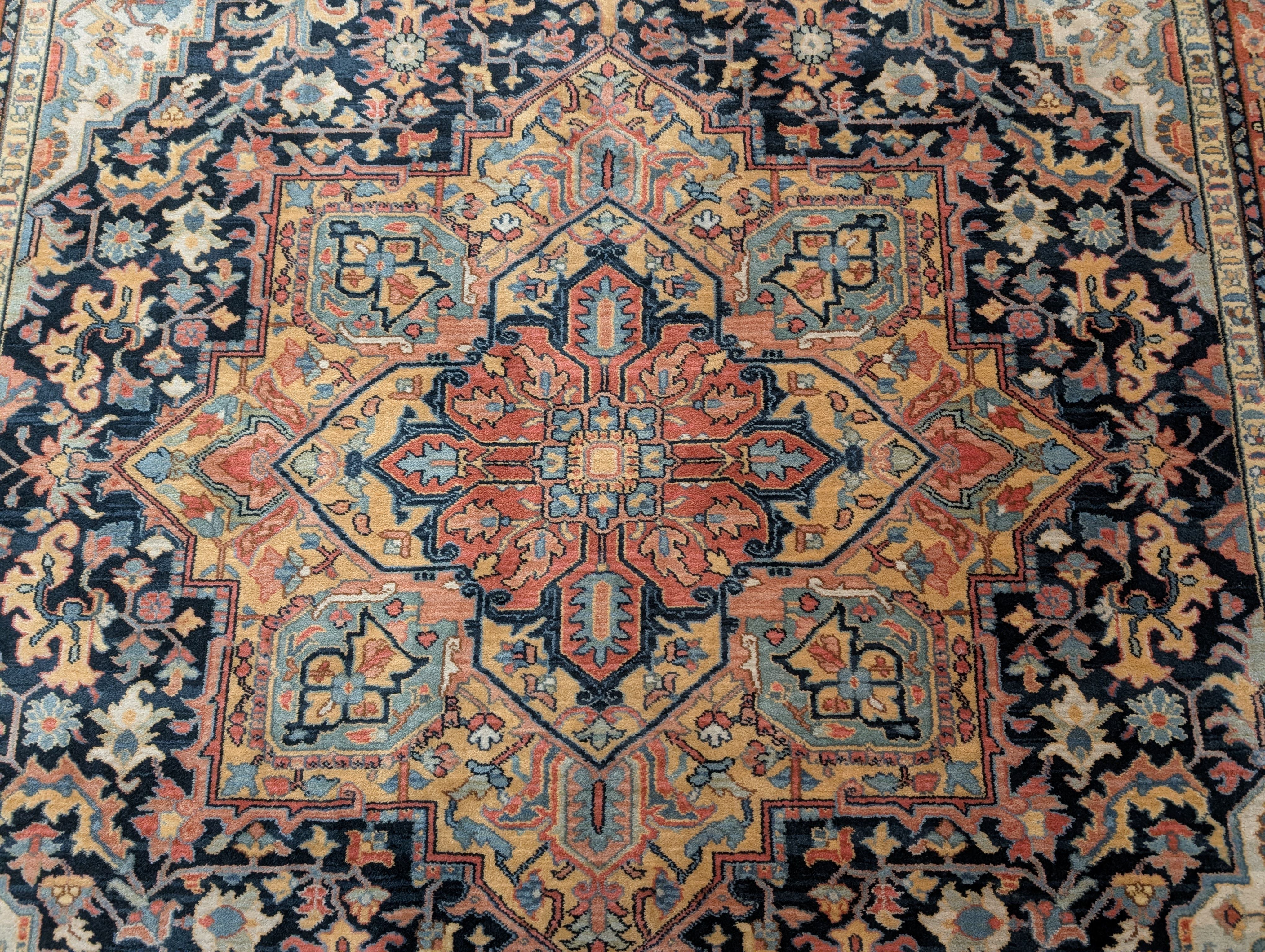 Karastan Rug 8.8 x 12 Navy Heriz #701, Vintage Wool Karastan Carpet - Jewel Rugs