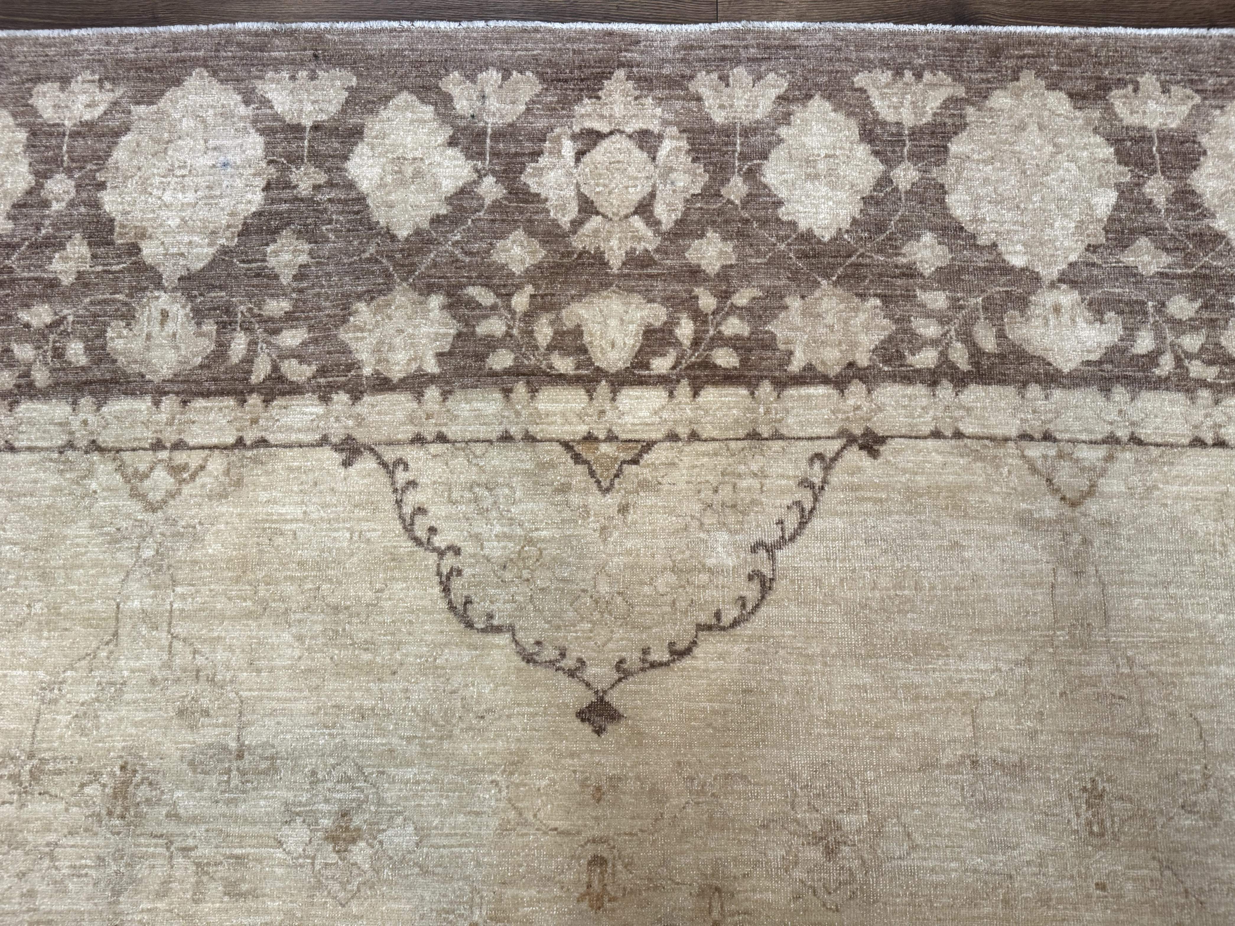 Modern Pakistani Peshawar Rug 10x13, Neutral Colors, Vintage Rug for Modern Home - Jewel Rugs