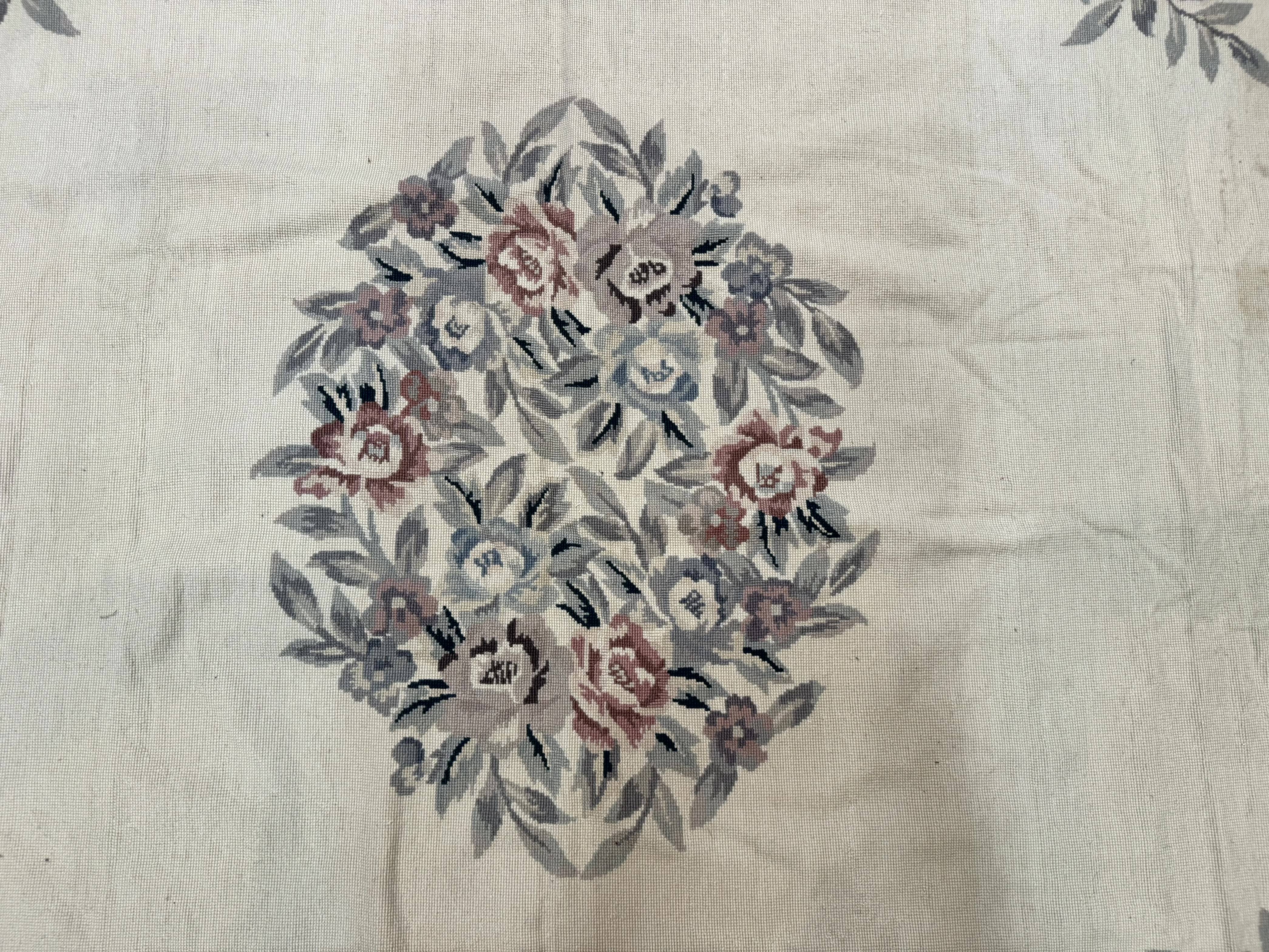 Ivory Needlepoint Rug 8x10, Wool Handmade Carpet - Jewel Rugs