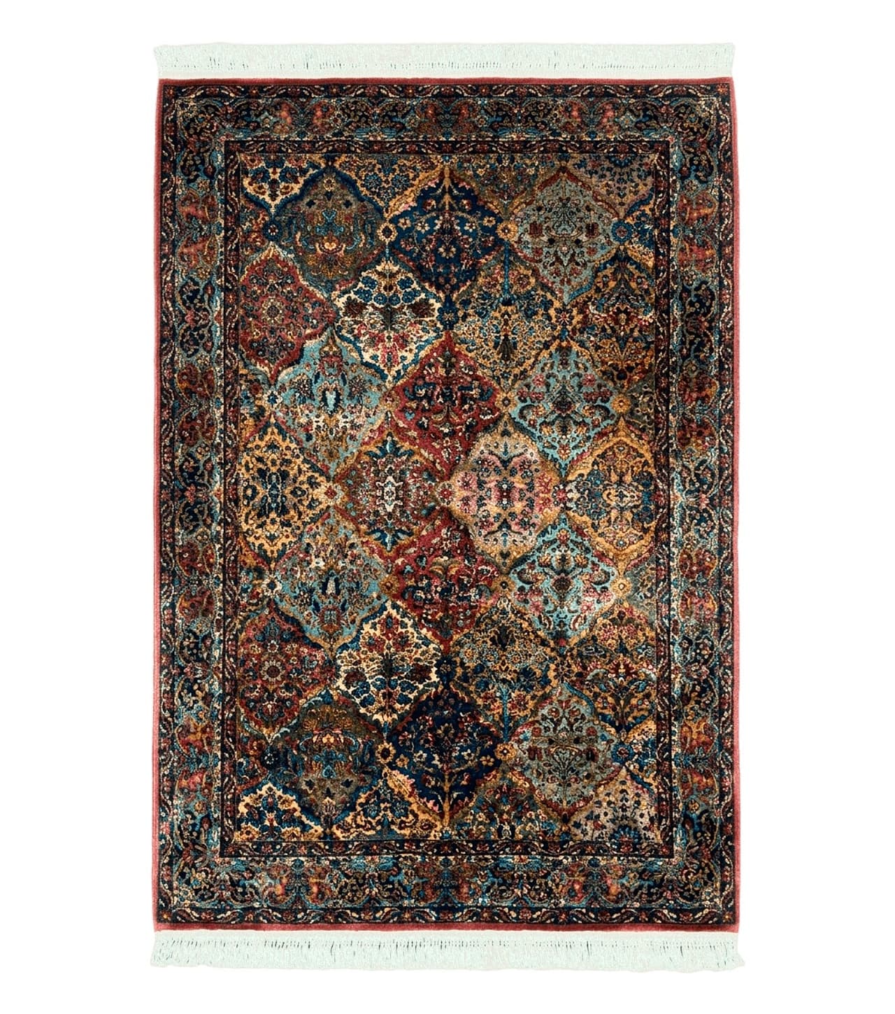5.9 x 9 Karastan Rug Multicolor Panel Kirman #717, Original 700 Series, Wool