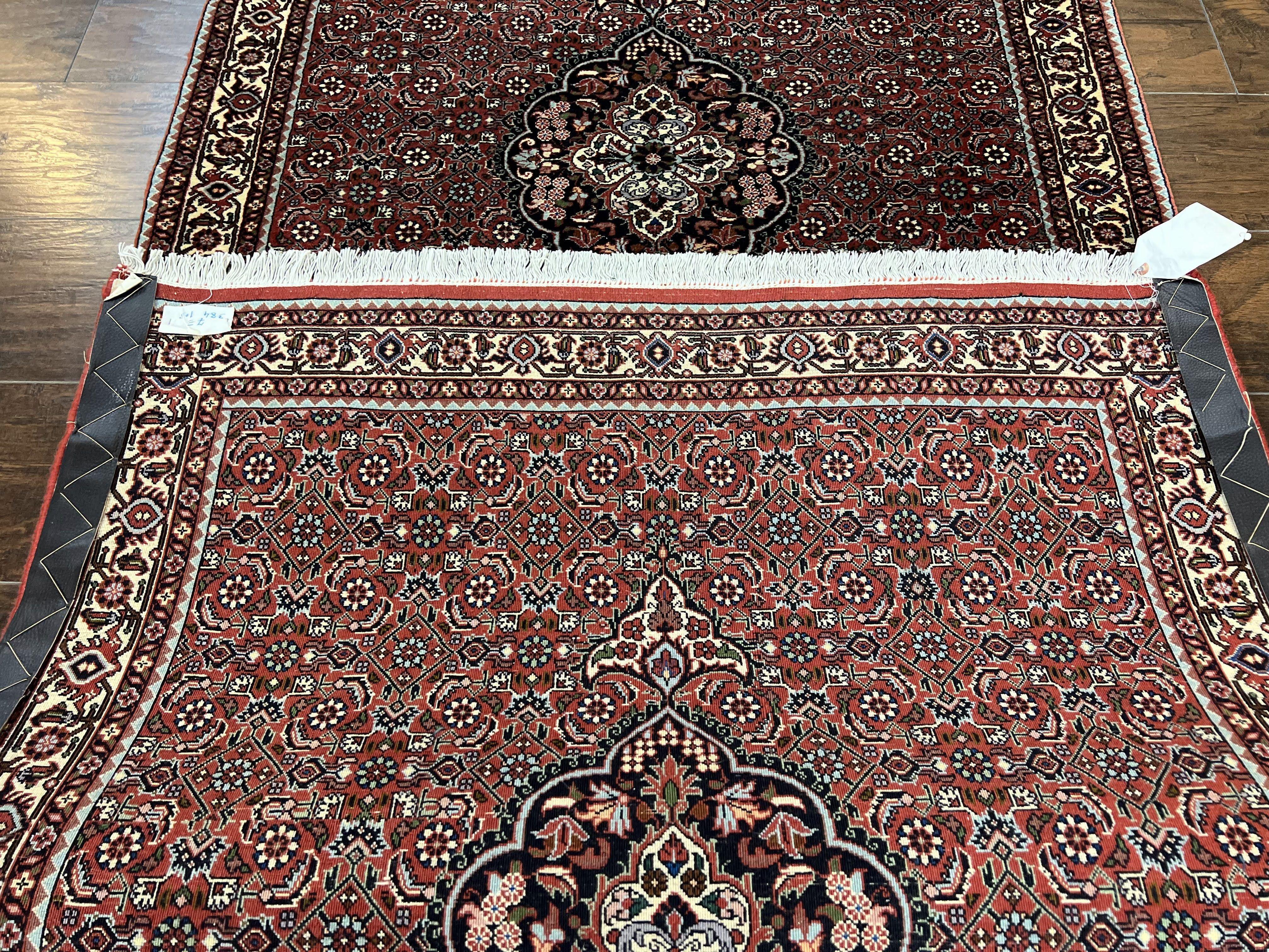 Persian Bidjar Runner Rug 3.5 x 12.7, Mahi Herati Pattern, Vintage Bijar Rug, Hand Knotted Fine Oriental Runner Rug, Wool, Dark Red, Hallway Rug - Jewel Rugs