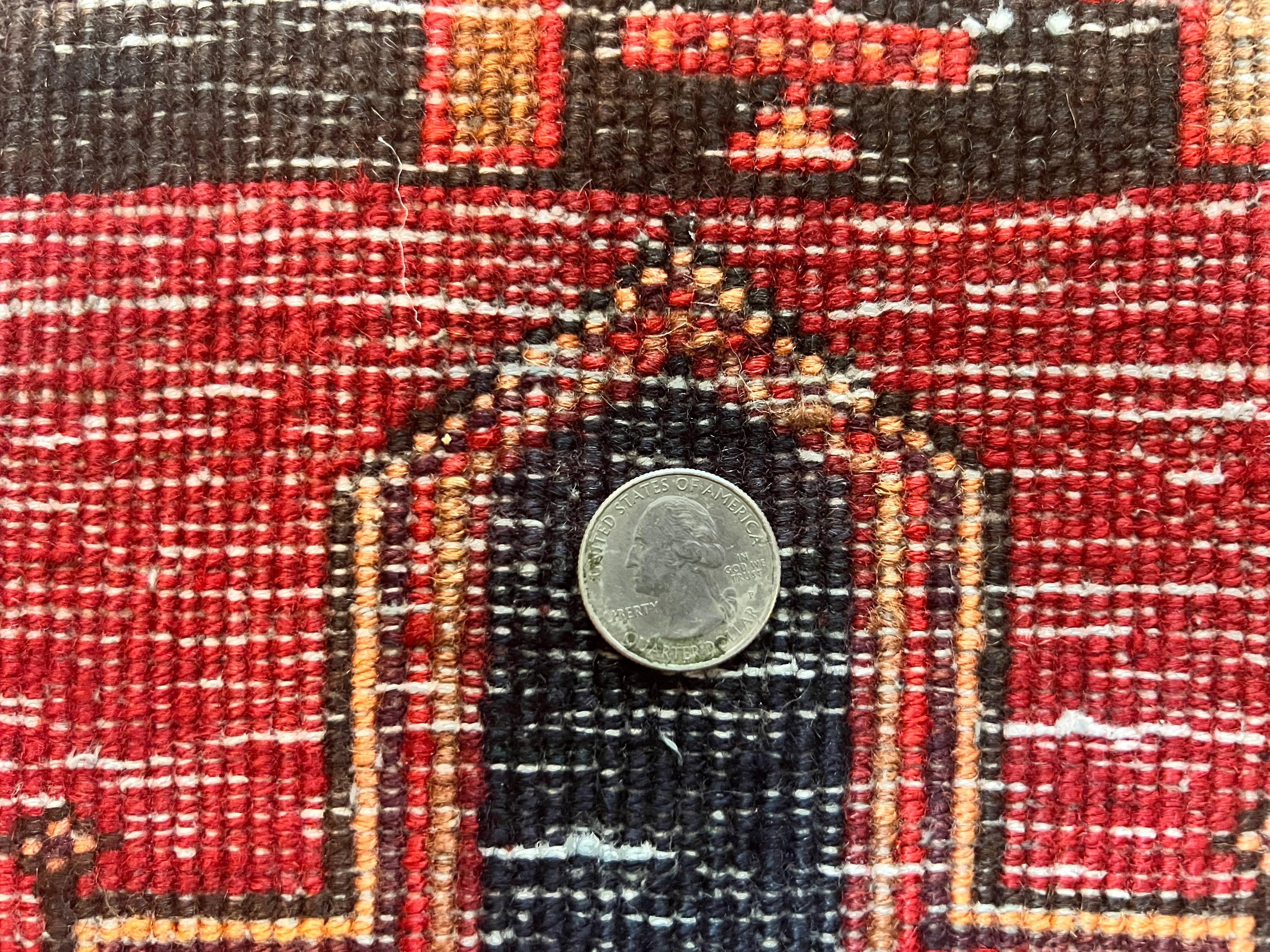 Persian Heriz Runner Rug 3.7 x 11, Persian Tribal Runner, Handmade Wool, Medallions, Geometric, Red, Antique Vintage Hand Knotted Rug - Jewel Rugs