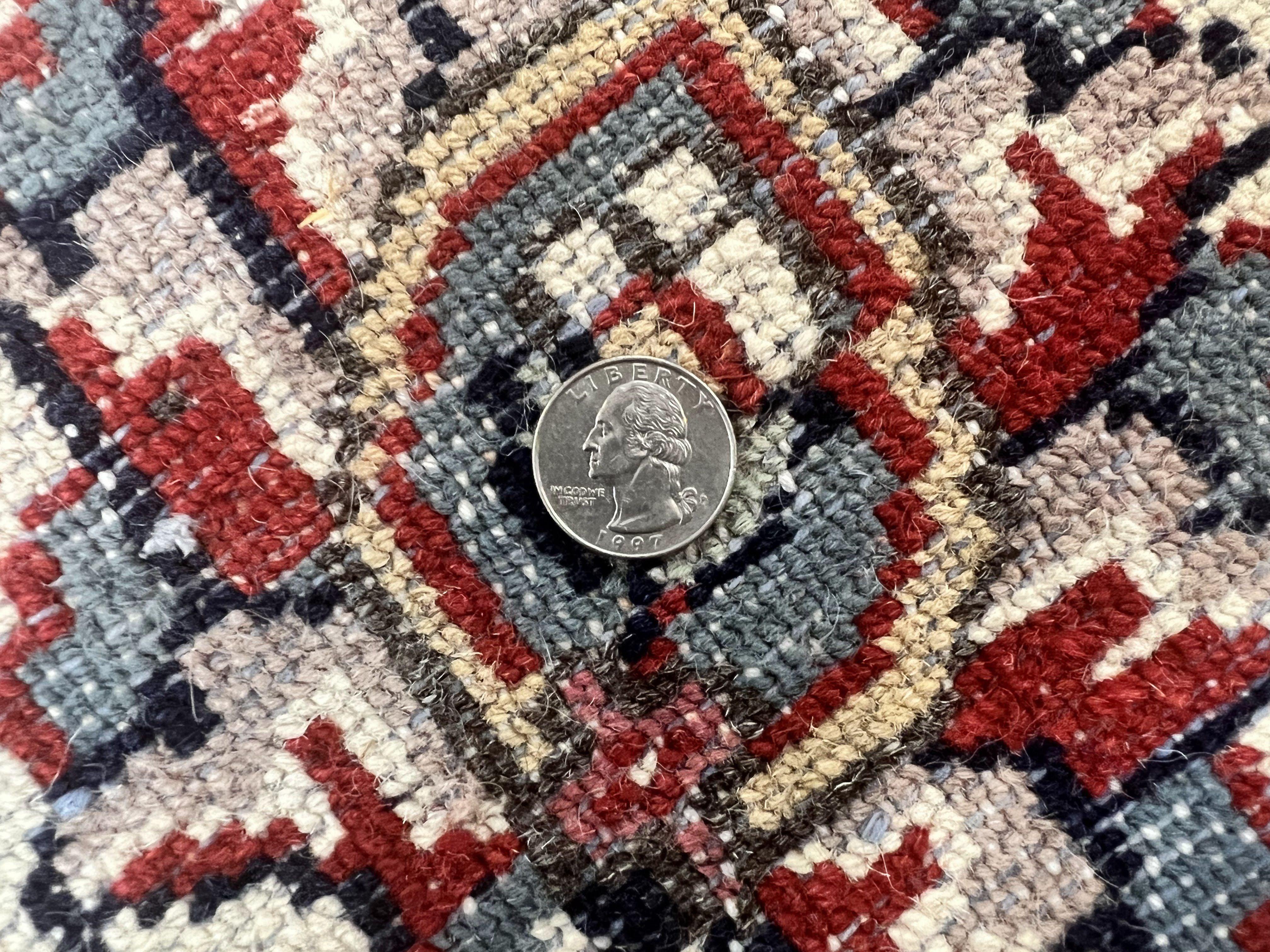 Indo Persian Rug 10x15, Floral Allover, Handmade Vintage Wool Carpet, Dark Blue Ivory Red, Palace Size Traditional Rug - Jewel Rugs