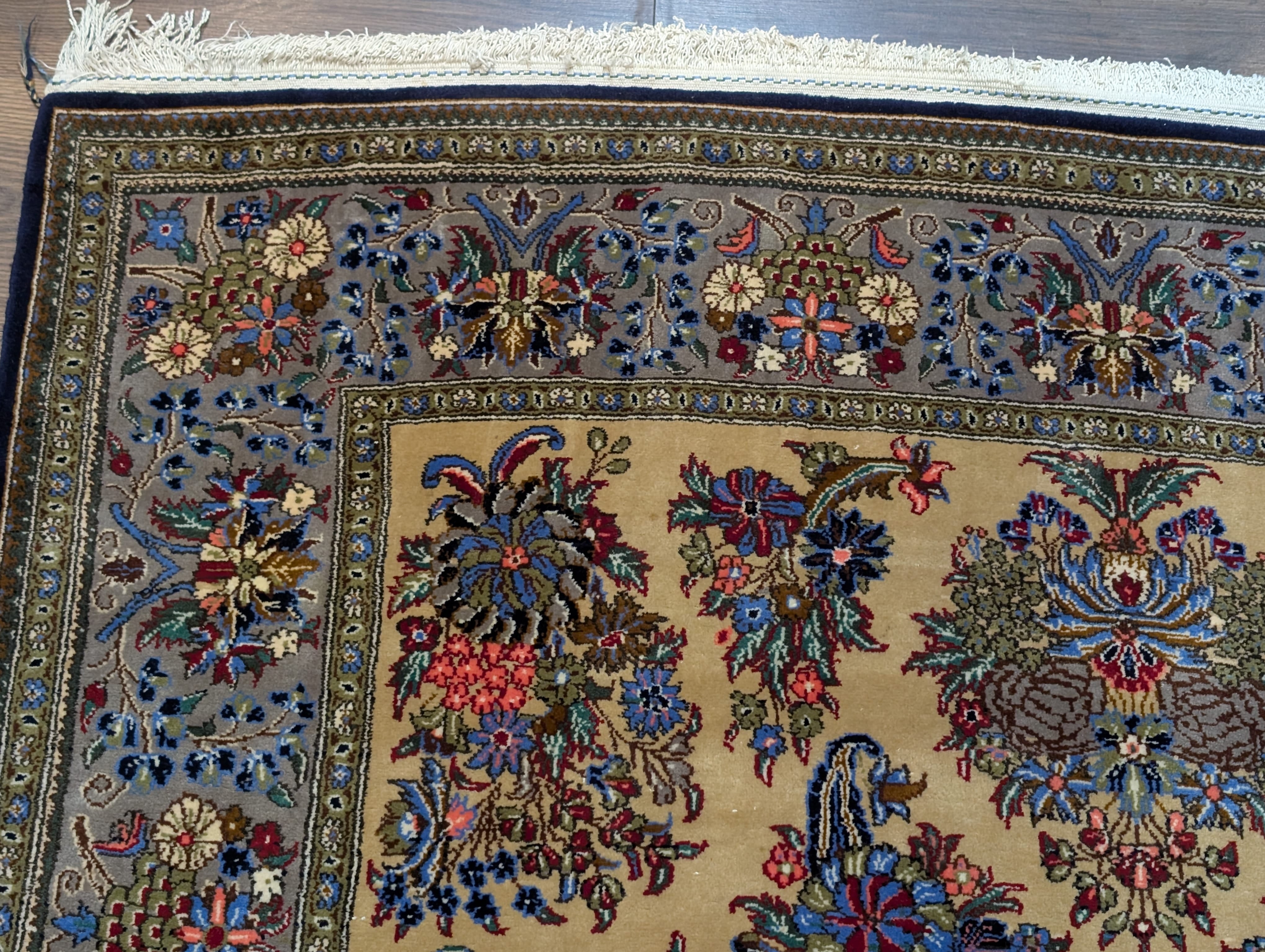 Persian Qum Rug 5x7, Floral, Tan & Multicolor - Jewel Rugs