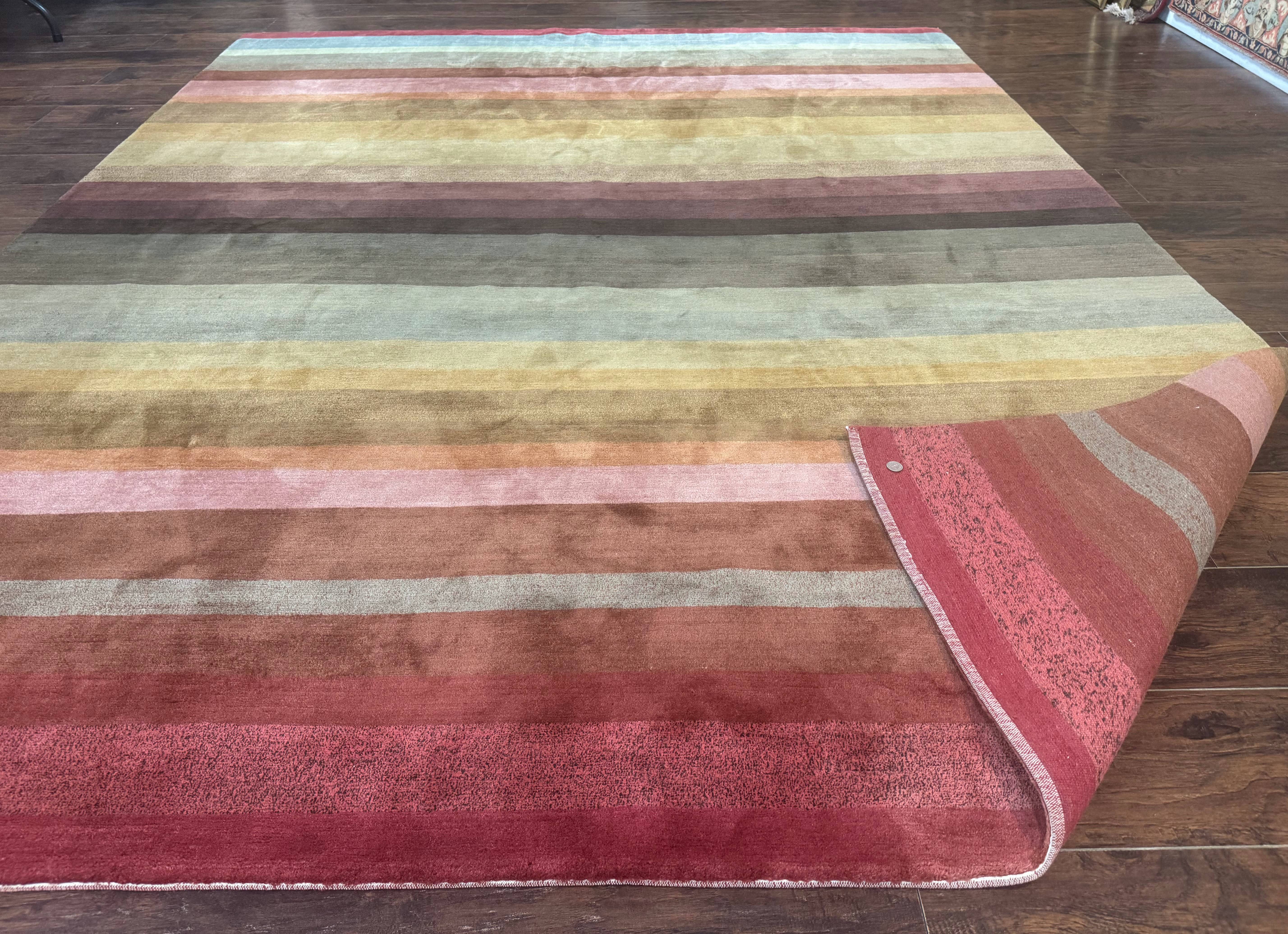 Modern Persian Gabbeh Rug 8x10, Multicolor Stripes, Soft Thick Wool Pile - Jewel Rugs