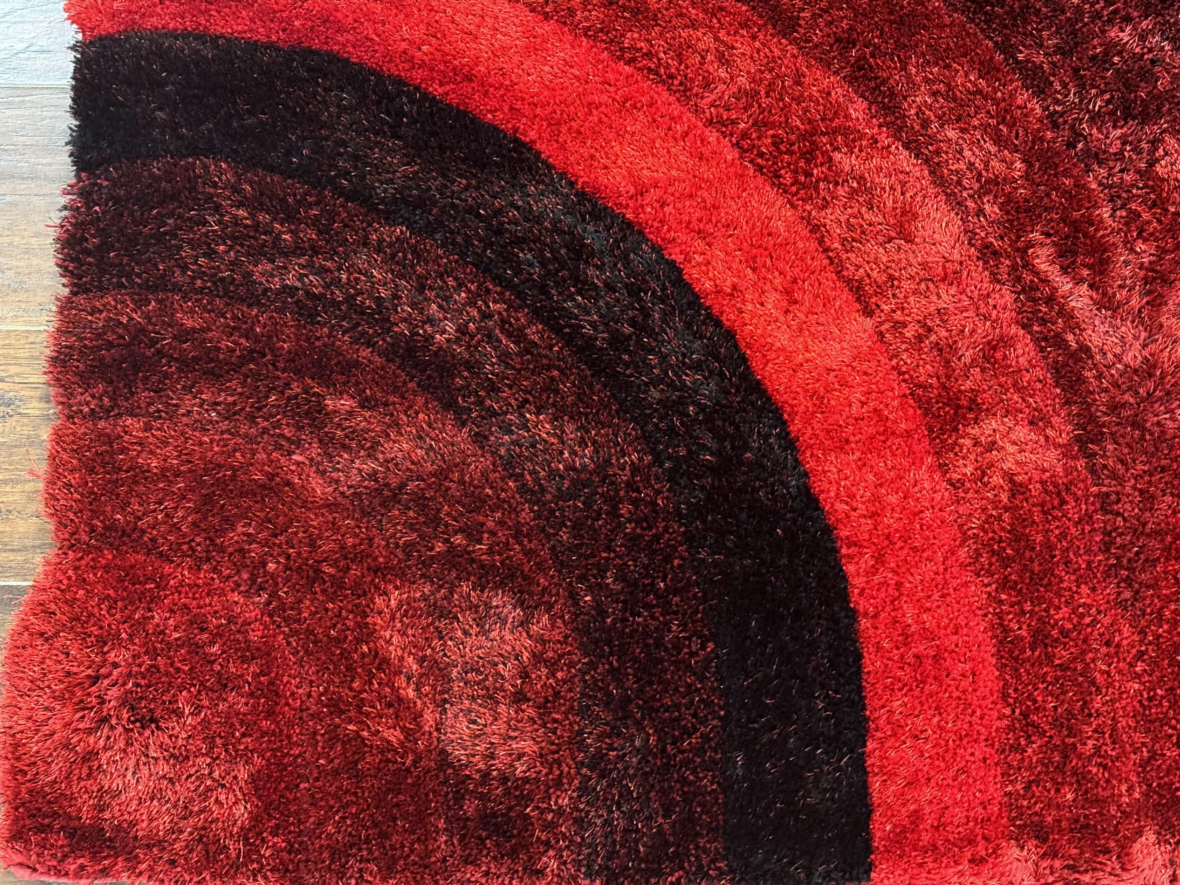 Red and Black Shag Rug 5x7, Pair A - Jewel Rugs