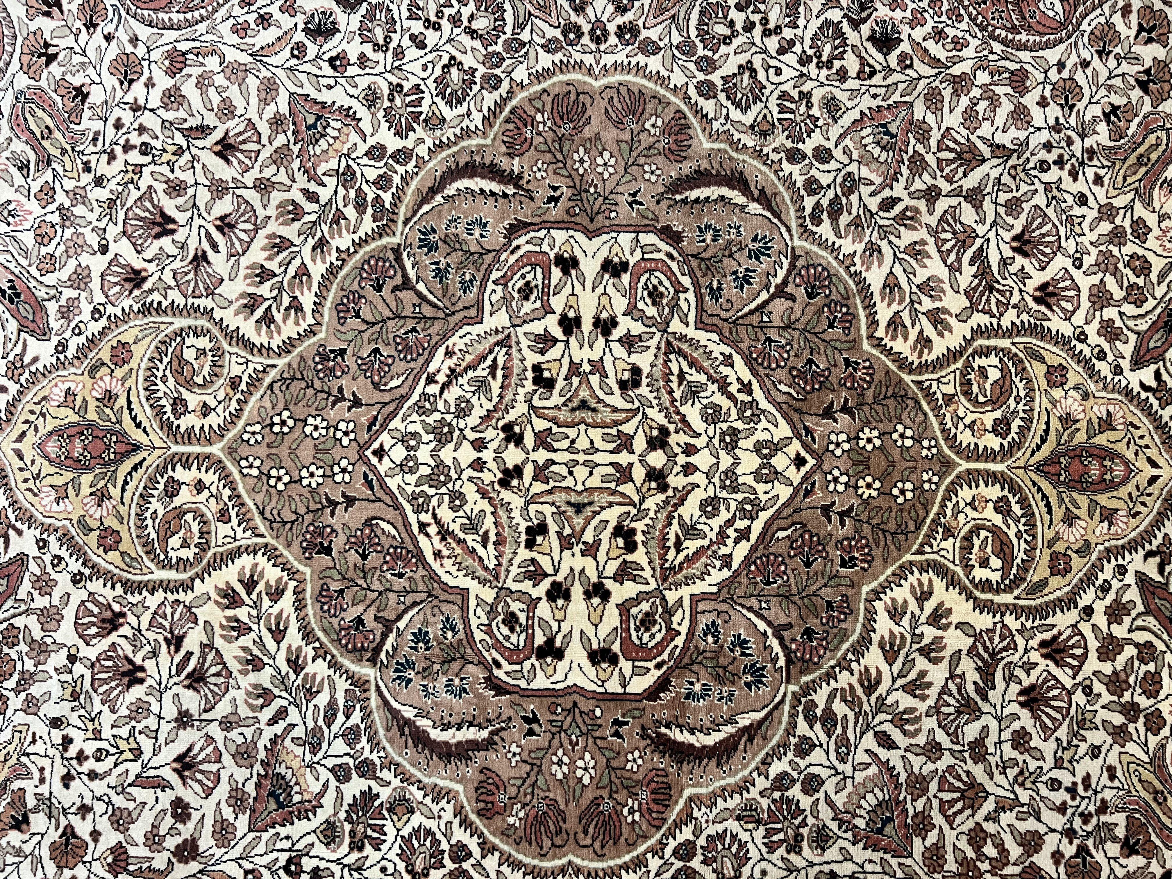 Turkish Sivas Rug 9x12, Handmade Vintage Wool Carpet, Cream Ivory - Jewel Rugs