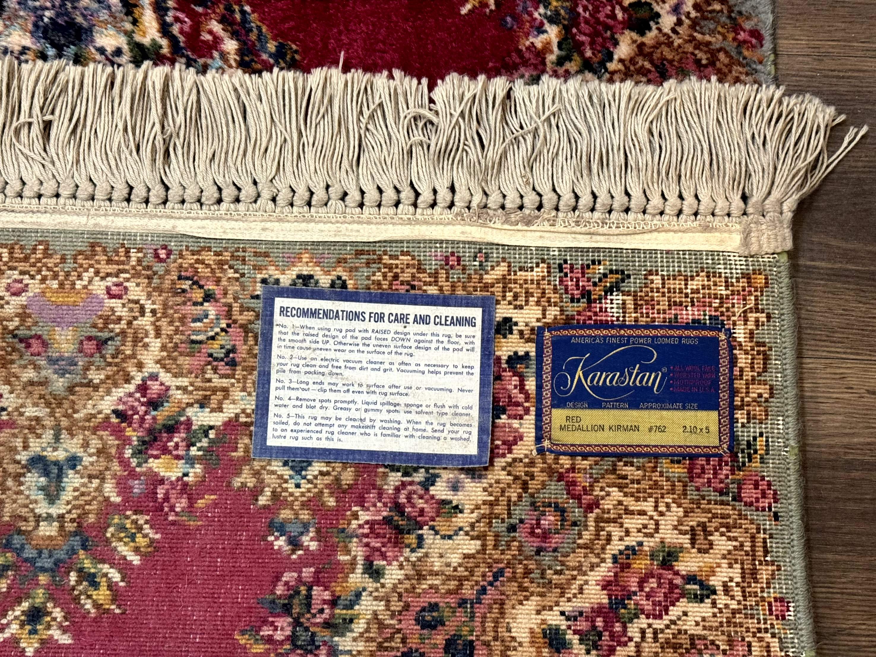 Karastan Rug 3x5 Red Medallion Kirman #762, Wool Vintage Original 700 Series - Jewel Rugs