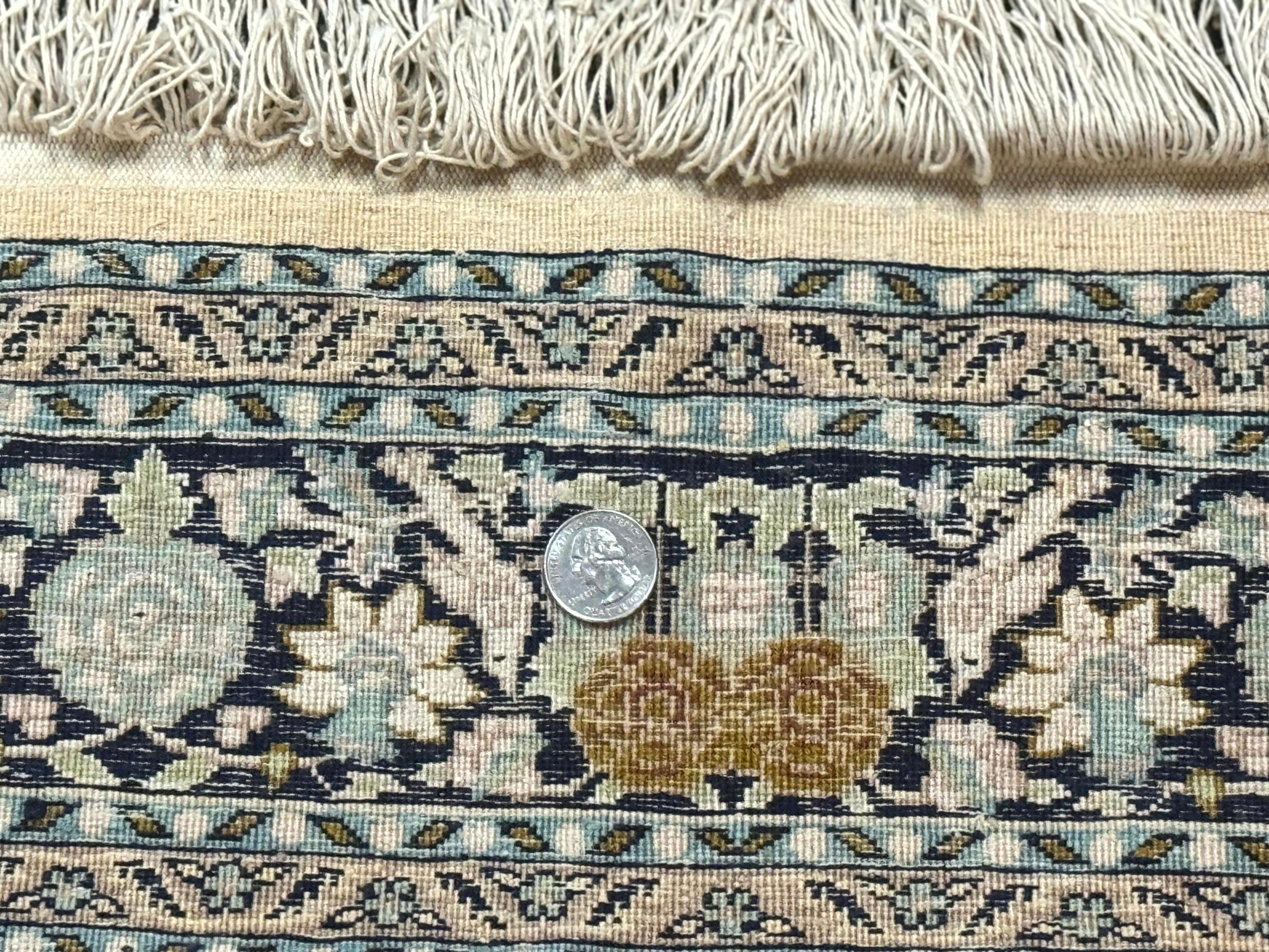 Silk Indian Kashmiri Rug 3x4, Very Fine 400 KPSI, Silk Prayer Rug, Handmade - Jewel Rugs