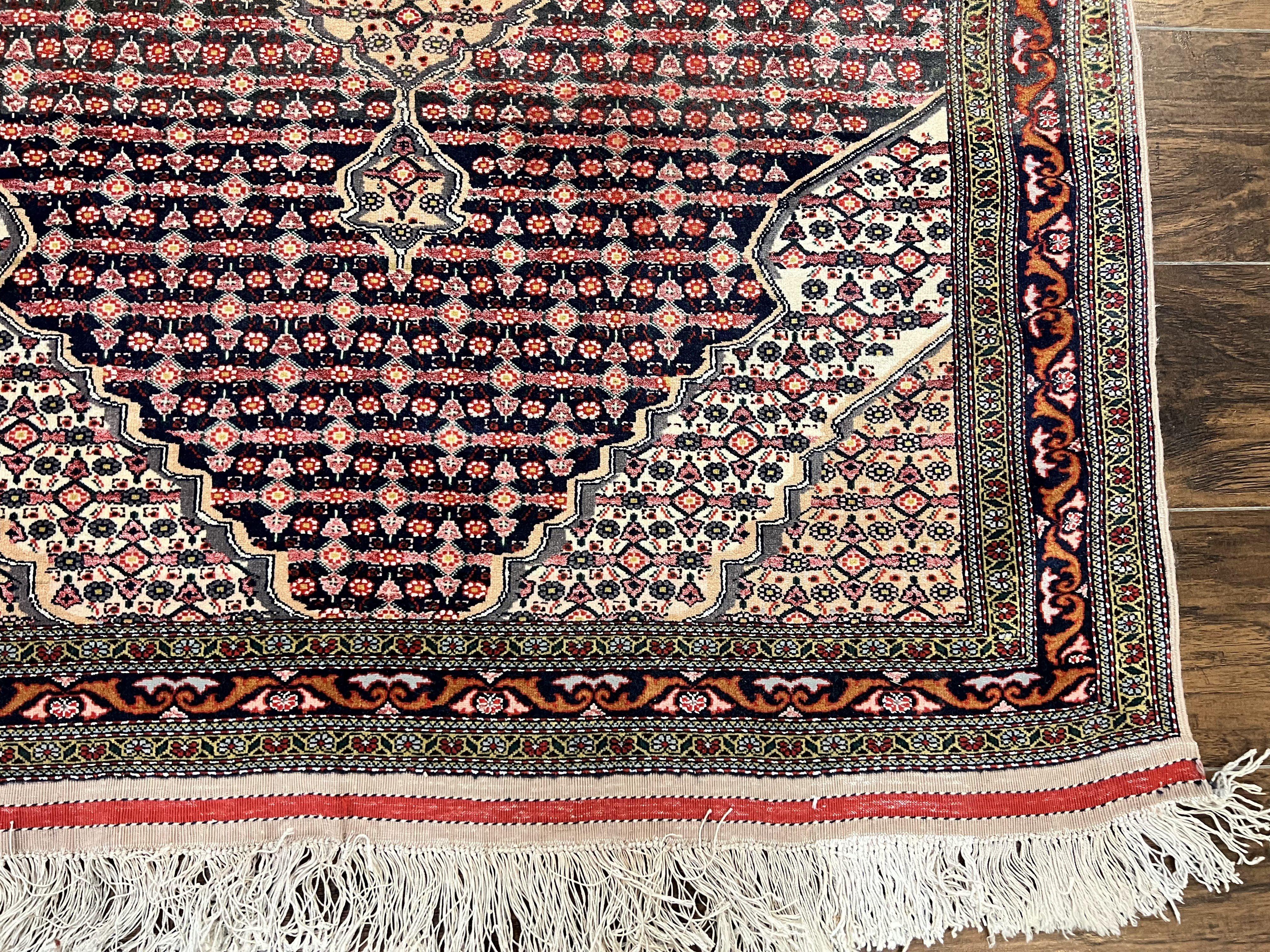 Afghan Rug 4x5, Wool with Silk Highlights, Very Fine Hand Knotted Vintage Oriental Carpet, Herati Pattern, Persian Rug, Bidjar Rug, 400 KPSI - Jewel Rugs