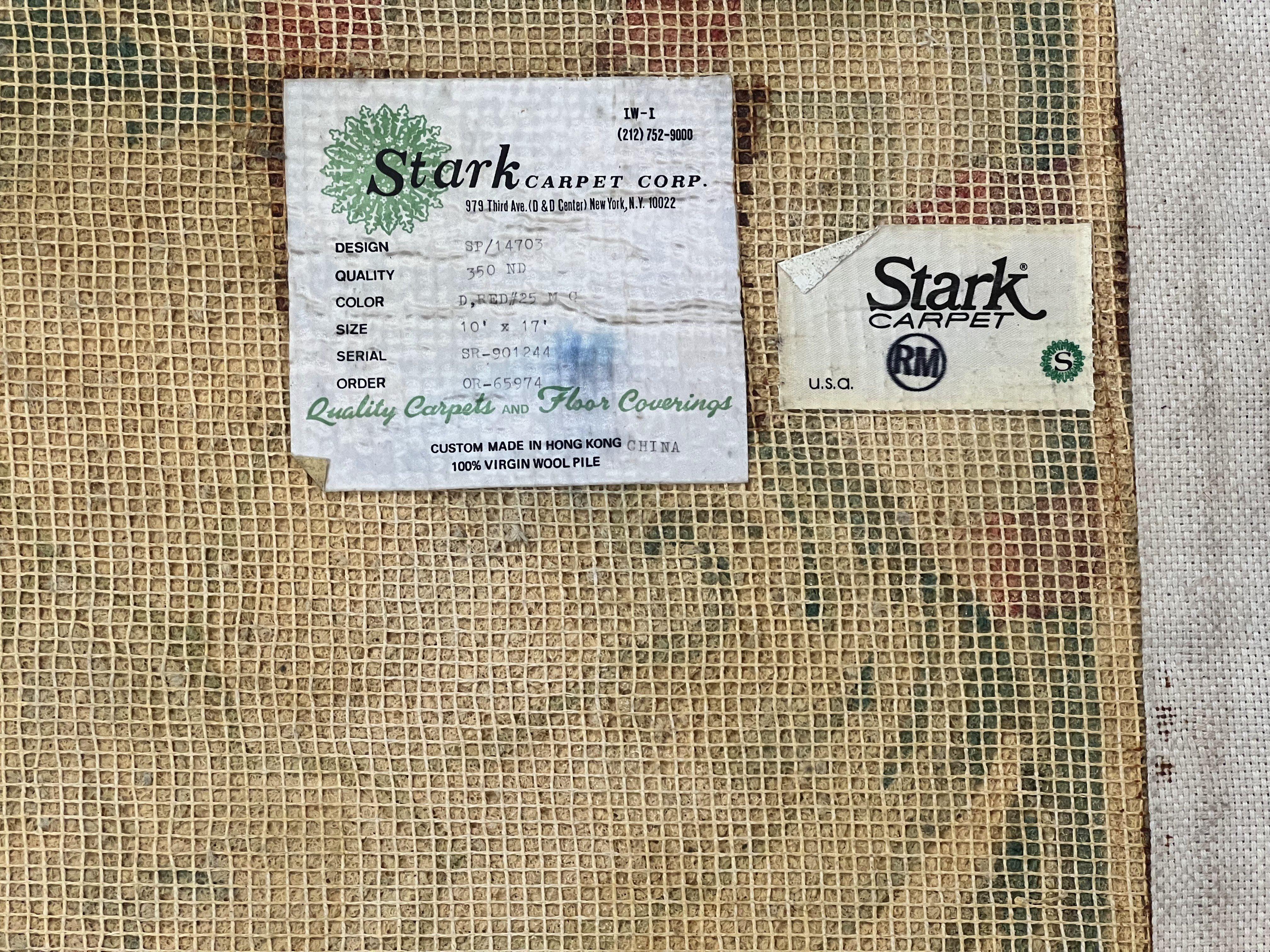 Vintage Stark Rug 10x17, Stark Carpet 10 x 17, Hooked Rug, Aubusson French European Design, Red, Elegant, Wool Palace Sized Rug - Jewel Rugs