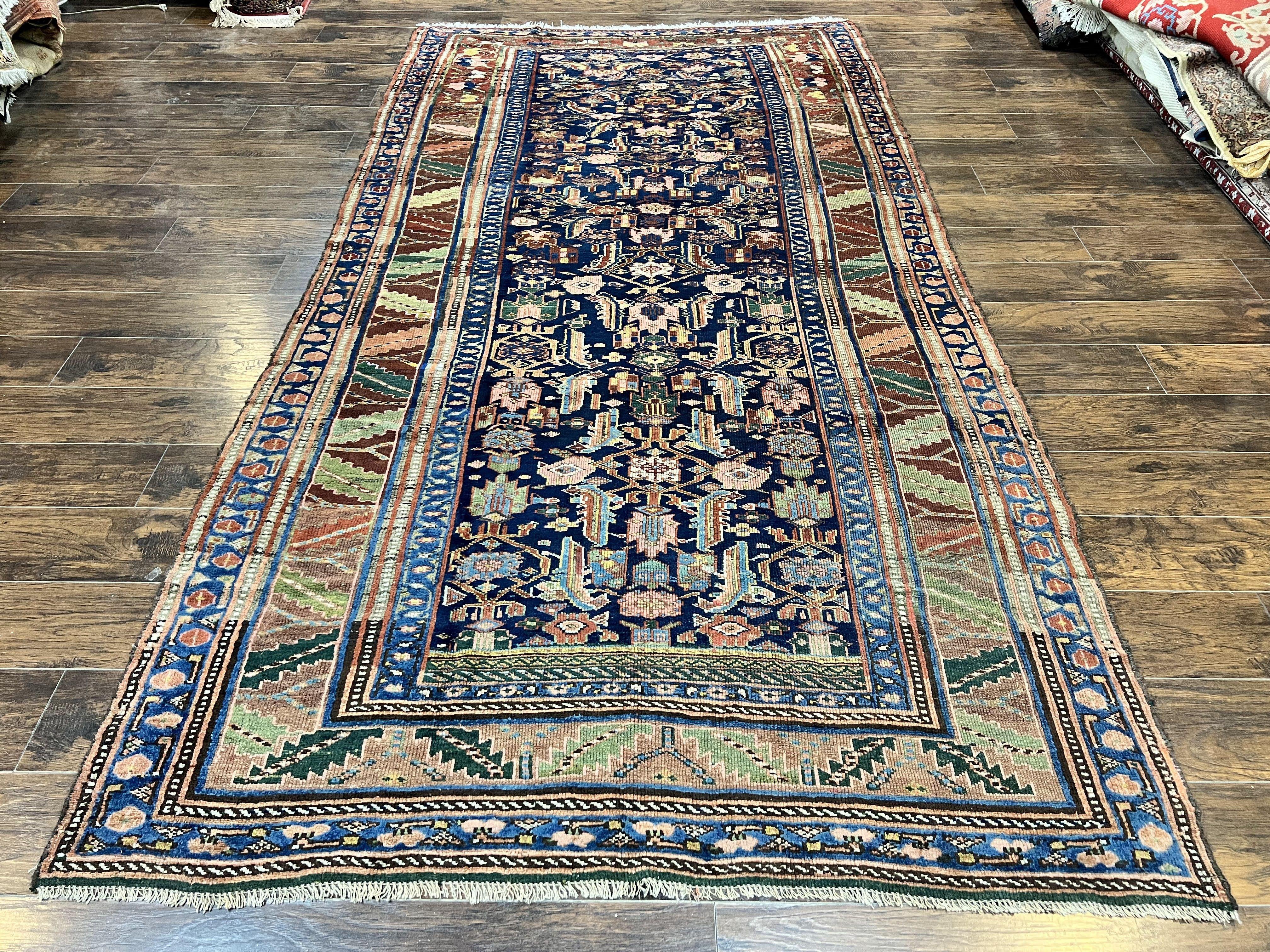 Caucasian Kalegy Rug 6x11, Wide Runner, Wool Hand Knotted Carpet, Navy Blue Tribal Rug, 1920s Antique Rug, 6 x 11 Oriental Carpet - Jewel Rugs