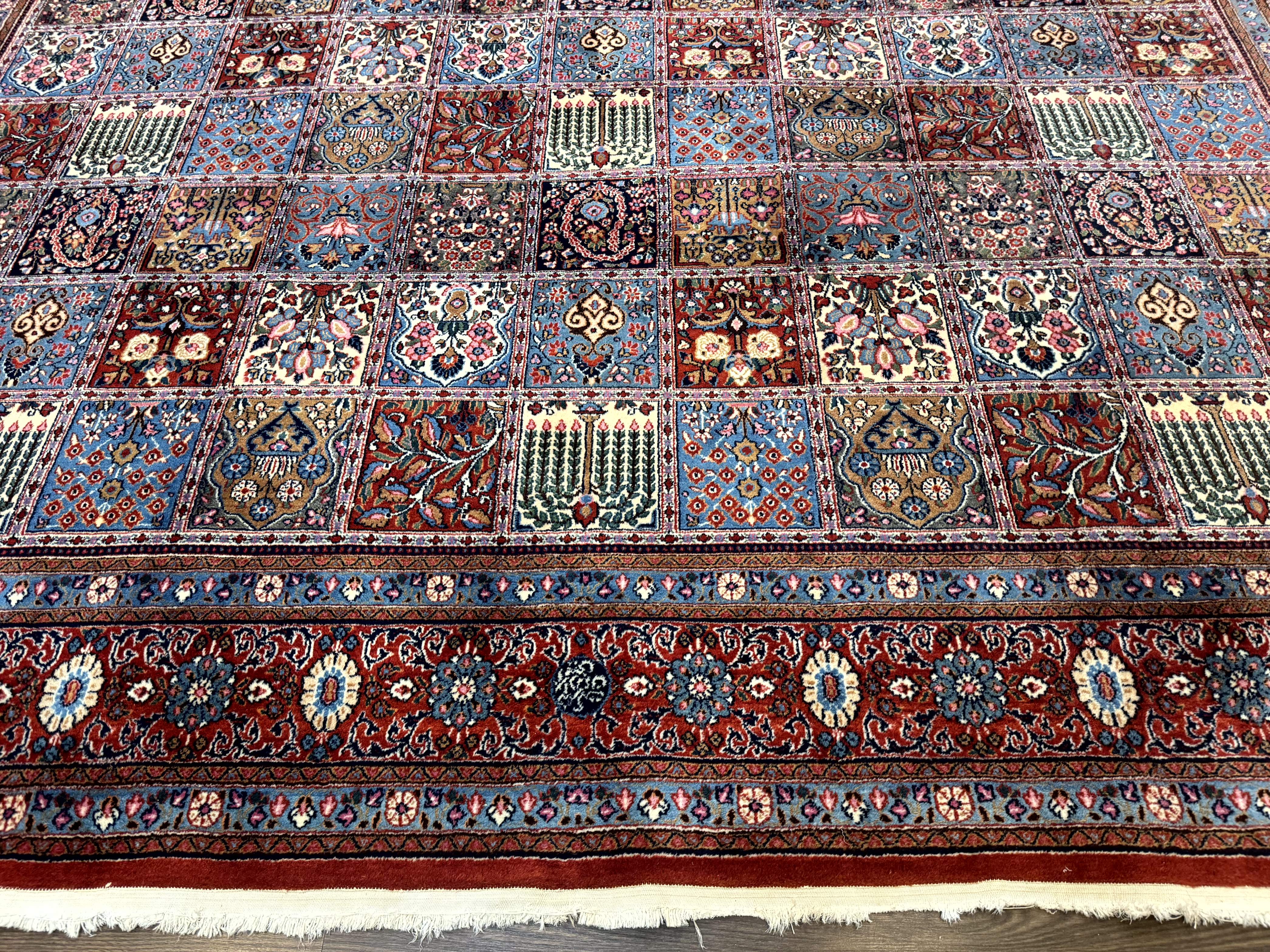 Wonderful Persian Qum Rug 10x13, Panel Design, Fine 260 KPSI, Signed, Red Multicolor - Jewel Rugs